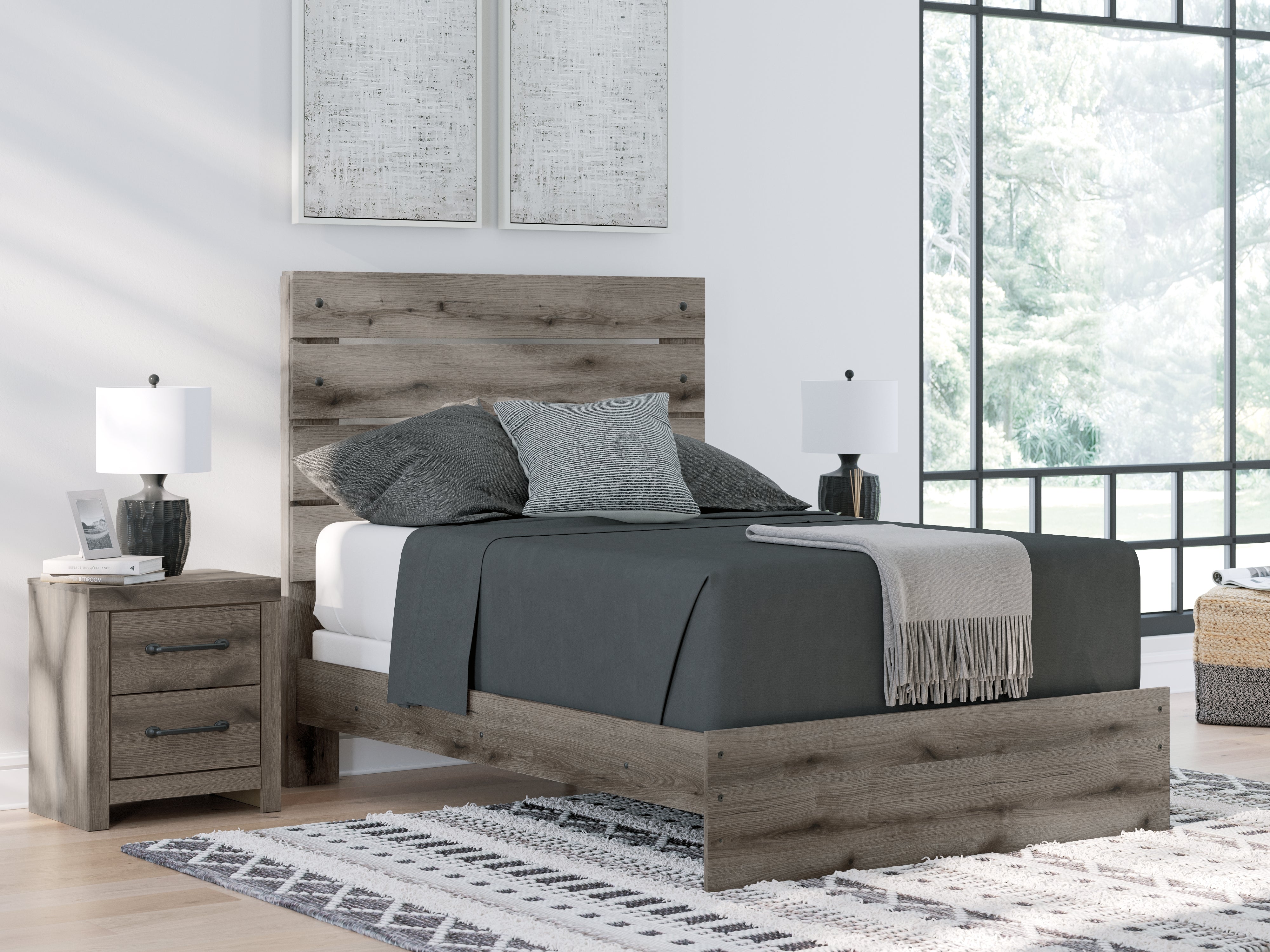 Elite Furniture Outlet - Ashley Furniture - Graystorm Bedroom - Full Panel Bed / Brown Gray - PCB2405B13