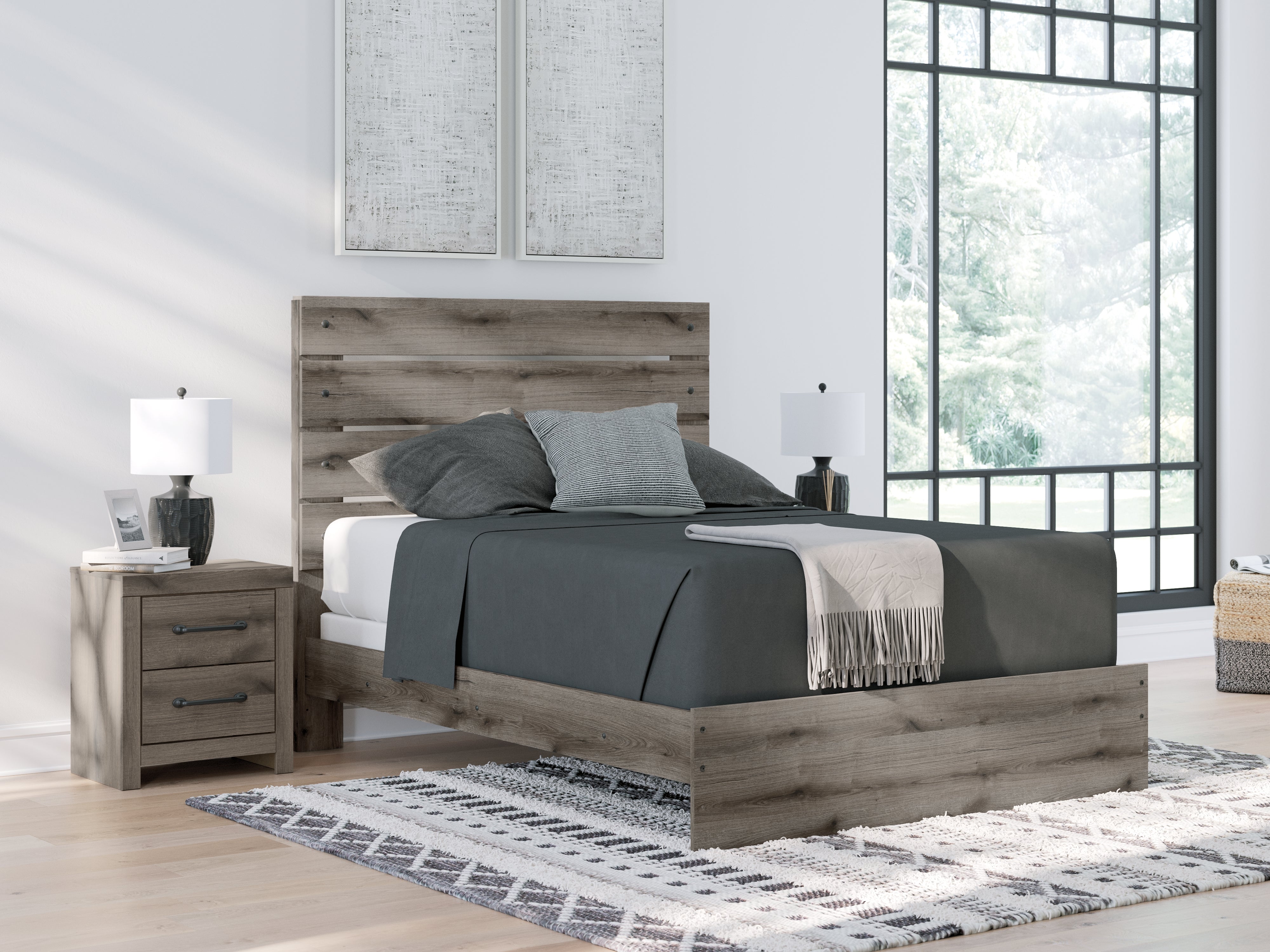 Elite Furniture Outlet - Ashley Furniture - Graystorm Bedroom - Queen Panel Bed / Brown Gray - PCB2405B2