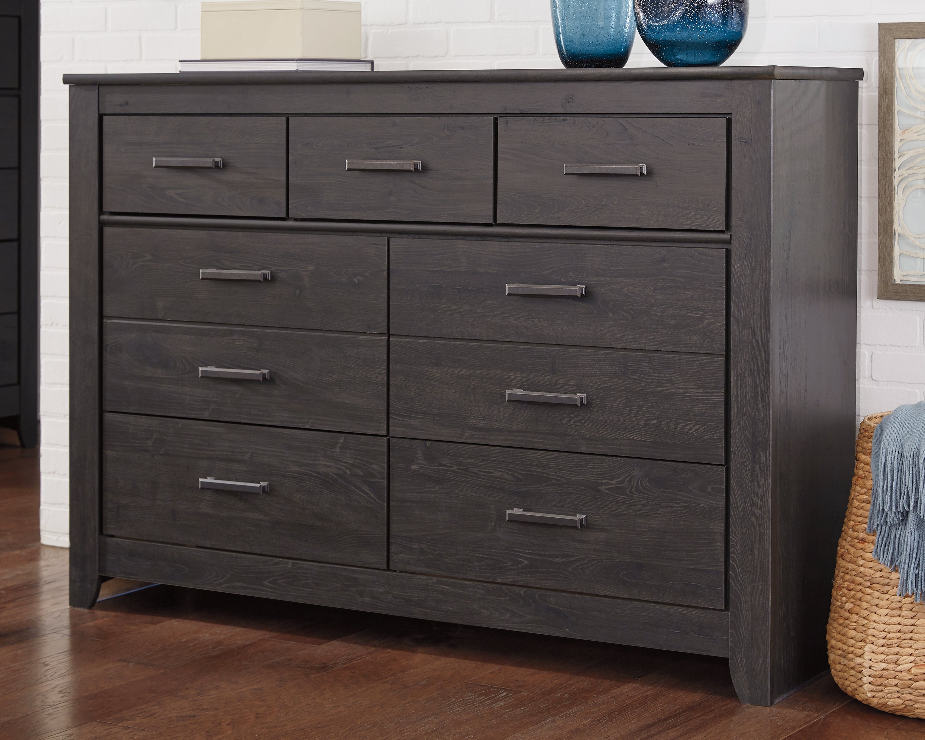 Elite Furniture Outlet - Ashley Furniture - Brinxton Bedroom - Seven Drawer Dresser / Charcoal - B249-31
