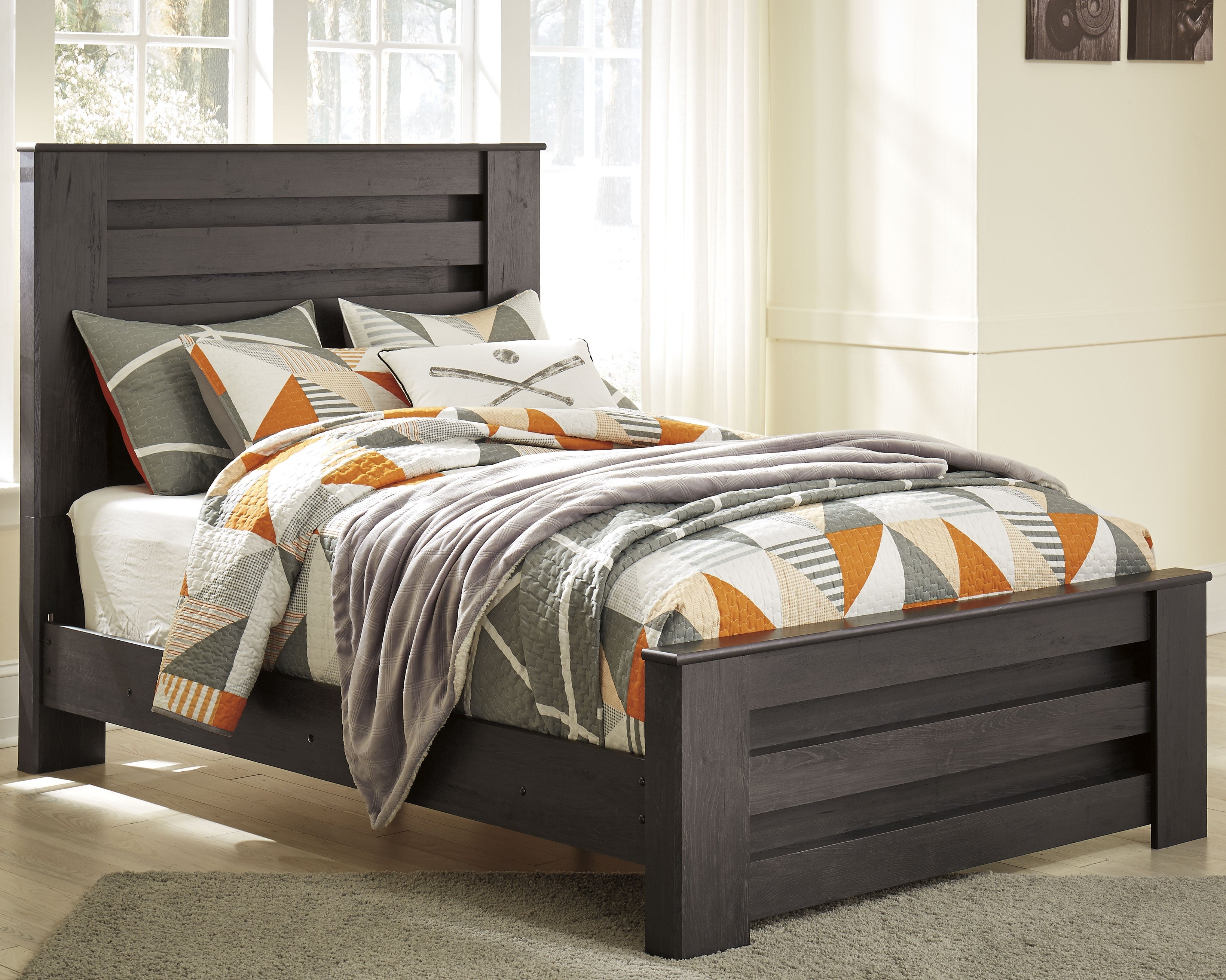 Elite Furniture Outlet - Ashley Furniture - Brinxton Bedroom - Full Panel Bed / Charcoal - B249B5