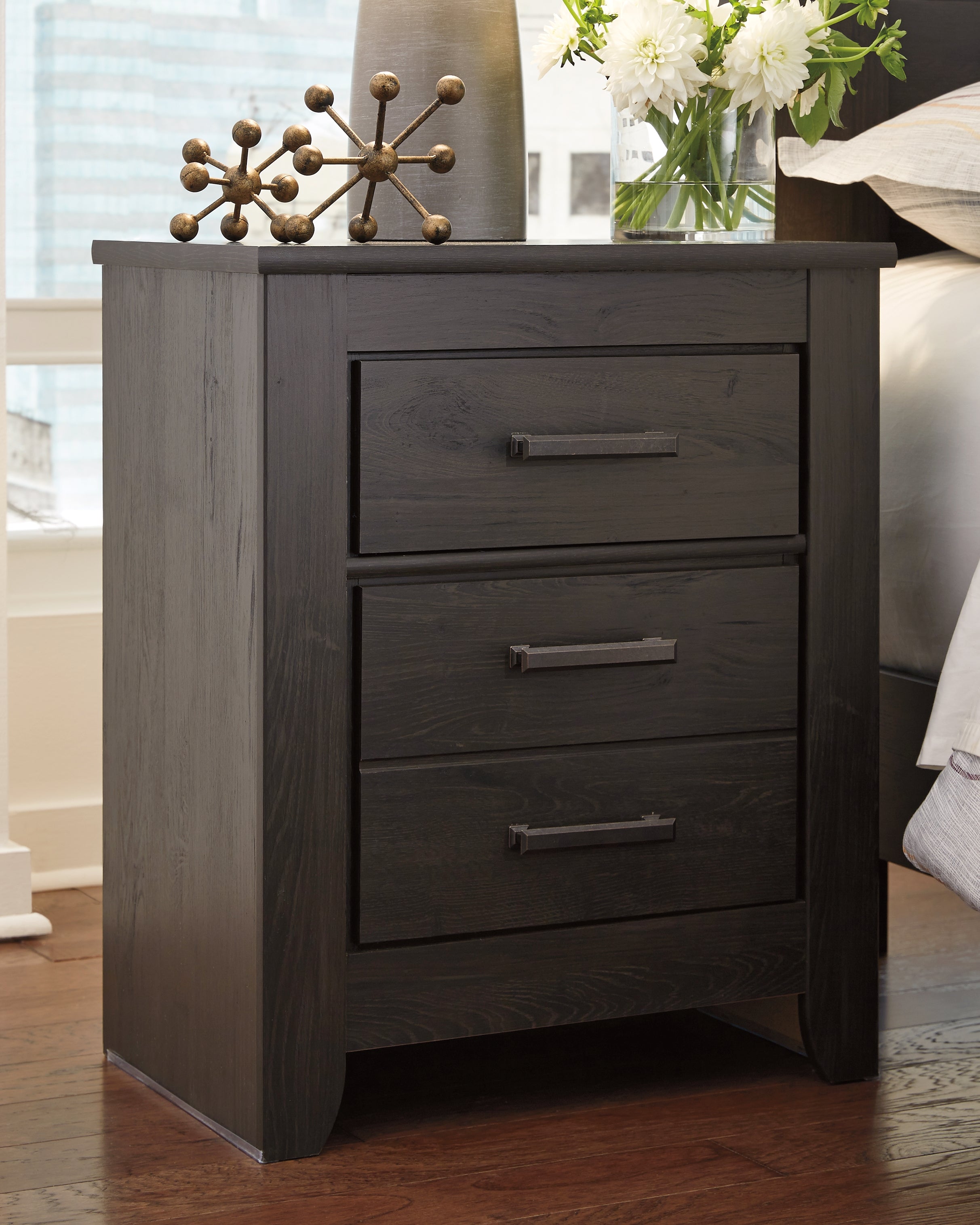 Elite Furniture Outlet - Ashley Furniture - Brinxton Bedroom - Two Drawer Night Stand / Charcoal - B249-92