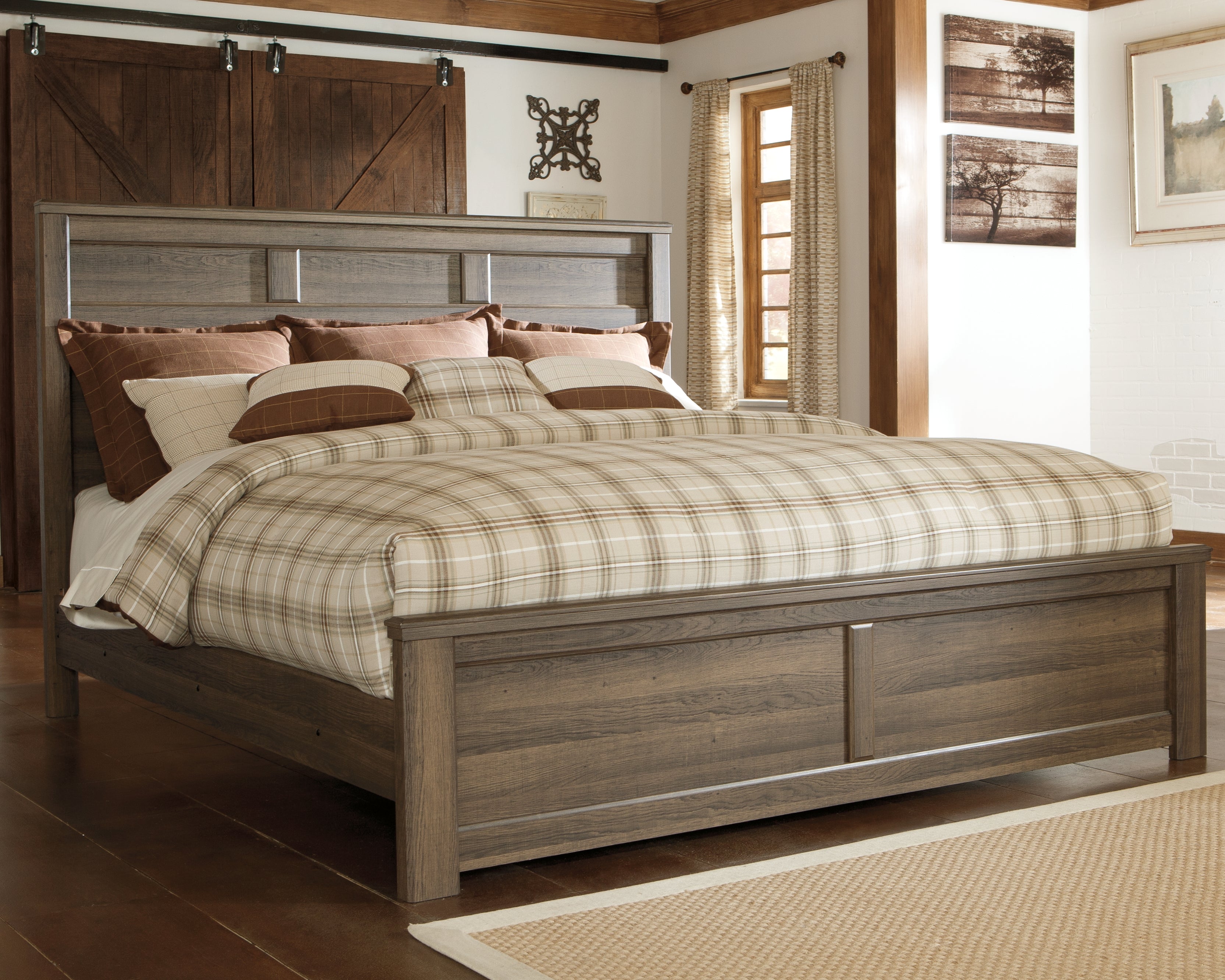 Elite Furniture Outlet - Ashley Furniture - Juararo Bedroom - California King Panel Bed / Dark Brown - B251B14