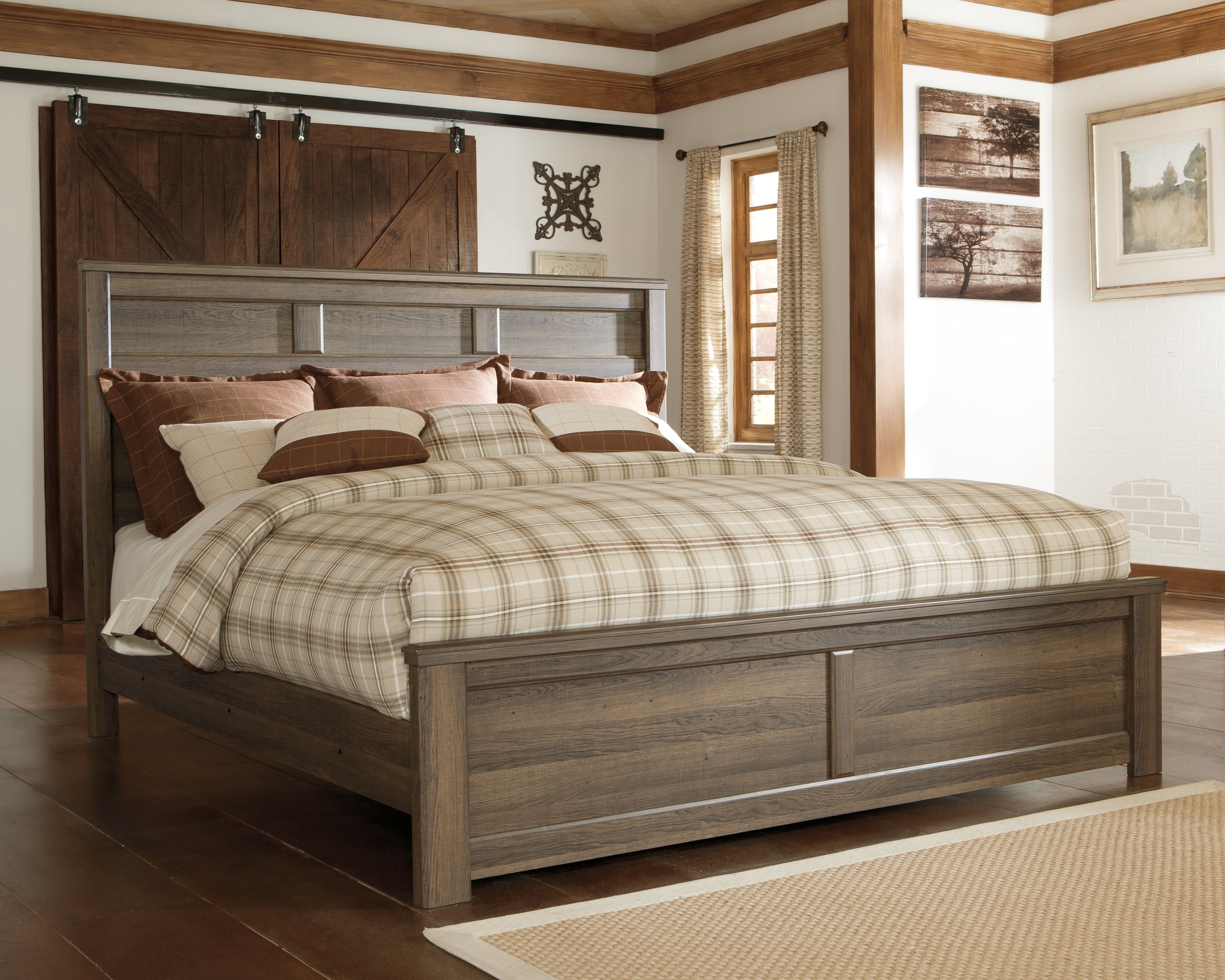 Elite Furniture Outlet - Ashley Furniture - Juararo Bedroom - King Panel Bed / Dark Brown - B251B9