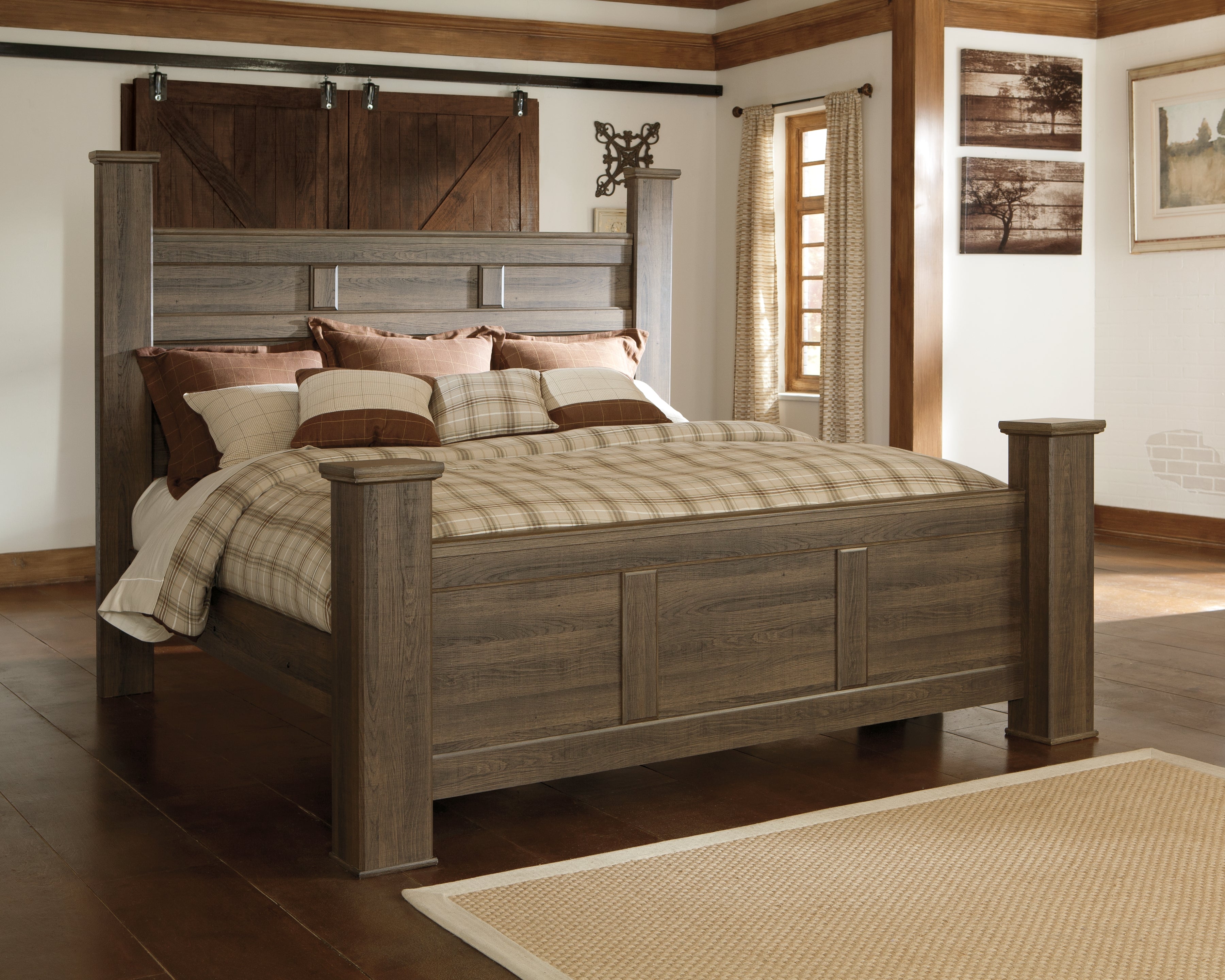 Elite Furniture Outlet - Ashley Furniture - Juararo Bedroom - California King Poster Bed / Dark Brown - B251B12