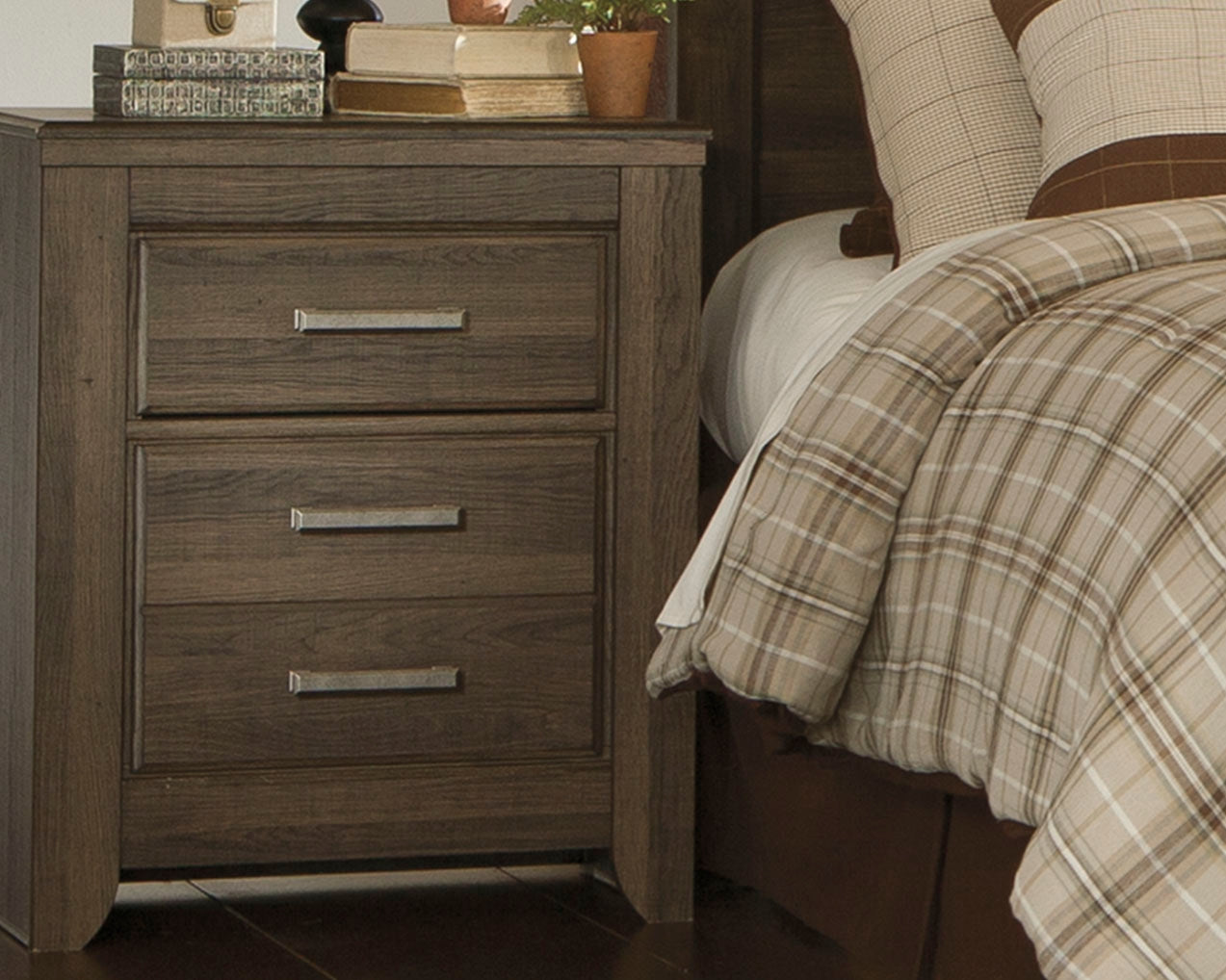 Elite Furniture Outlet - Ashley Furniture - Juararo Bedroom - Two Drawer Night Stand / Dark Brown - B251-92