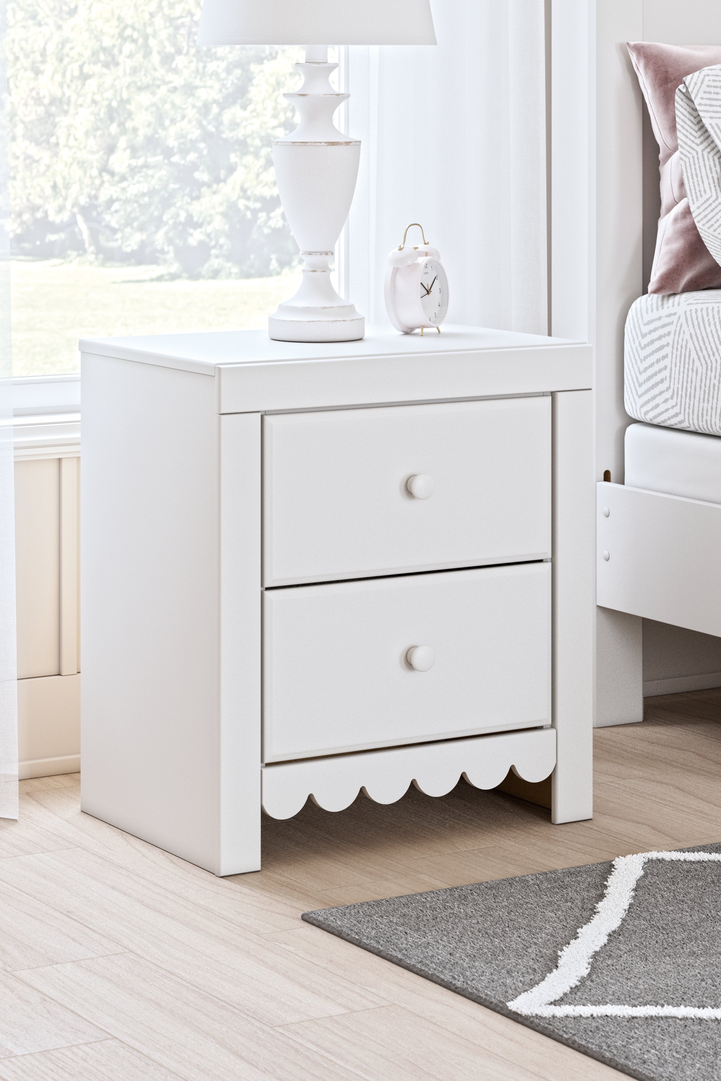 Elite Furniture Outlet - Ashley Furniture - Mollviney Bedroom - Two Drawer Night Stand / White - B2540-92