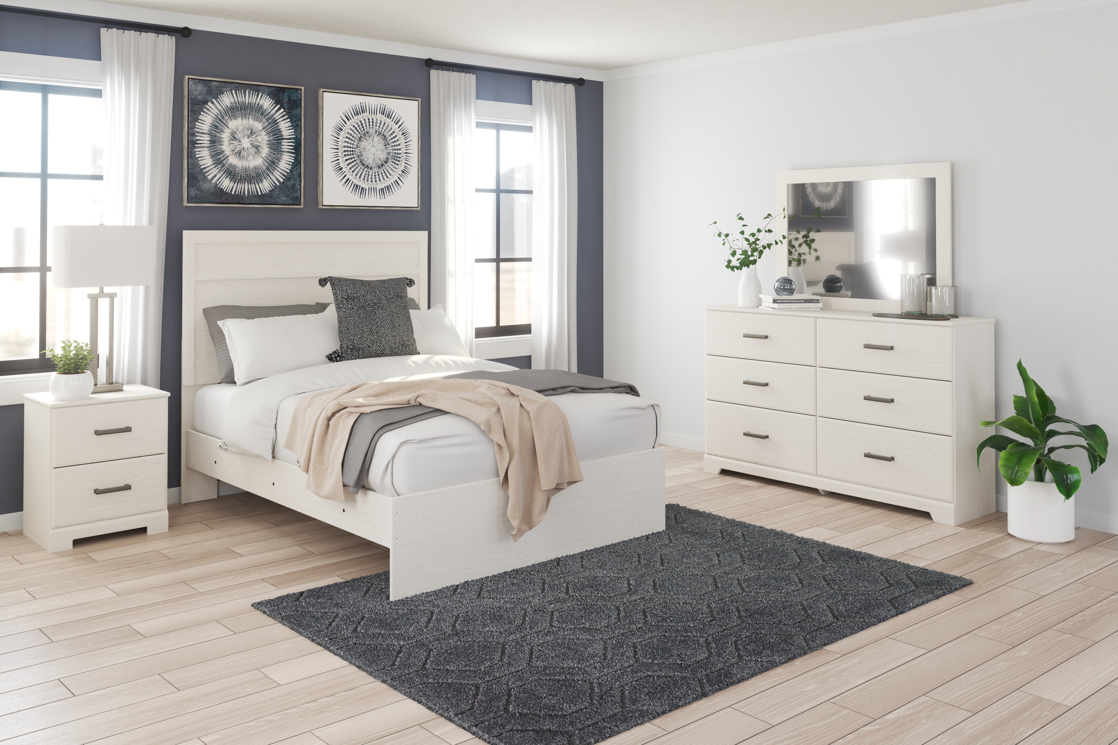 Elite Furniture Outlet - Ashley Furniture - Stelsie Bedroom - Dresser and Mirror / White - B2588B1