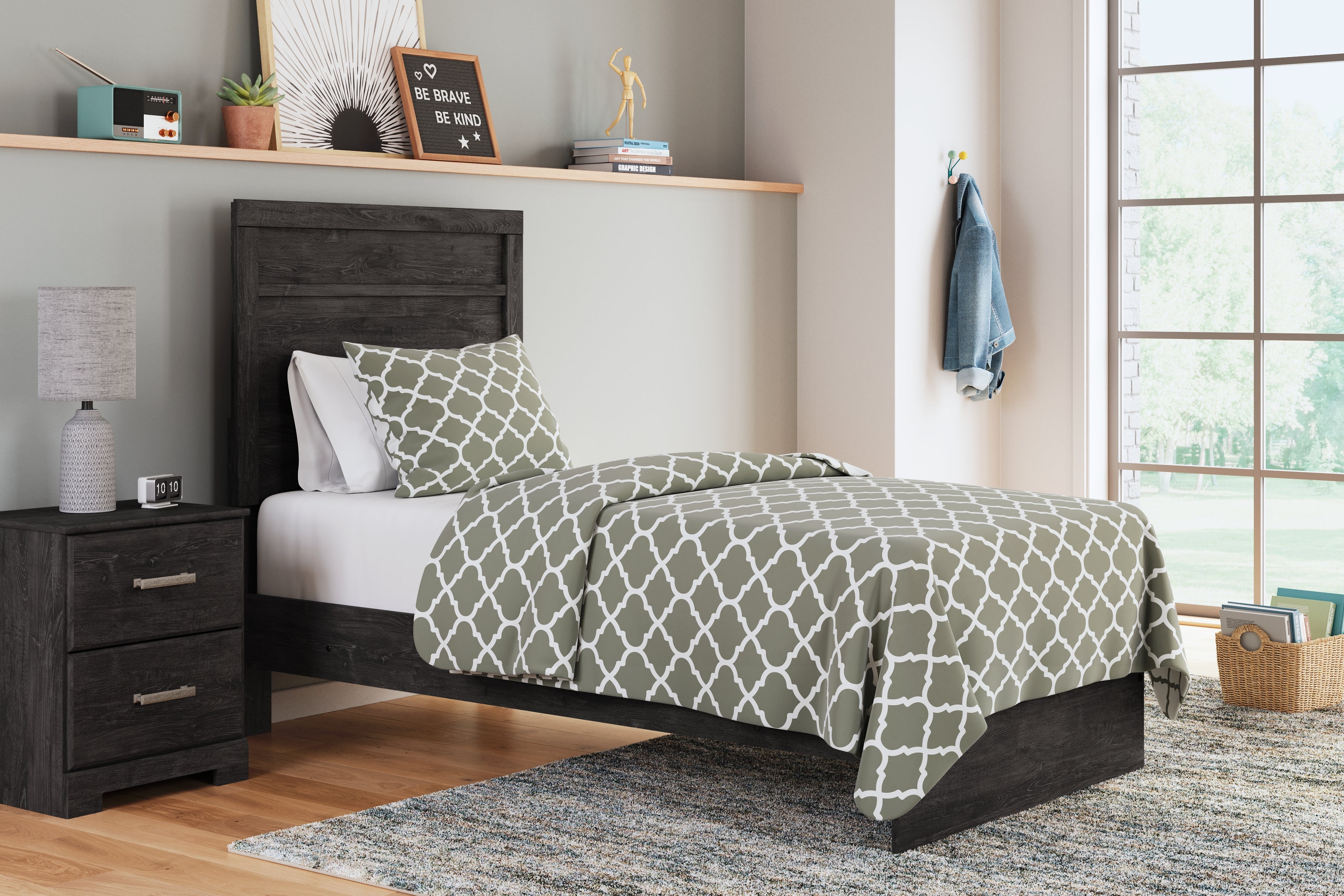 Elite Furniture Outlet - Ashley Furniture - Belachime Bedroom - Twin Panel Bed / Charcoal - B2589B11