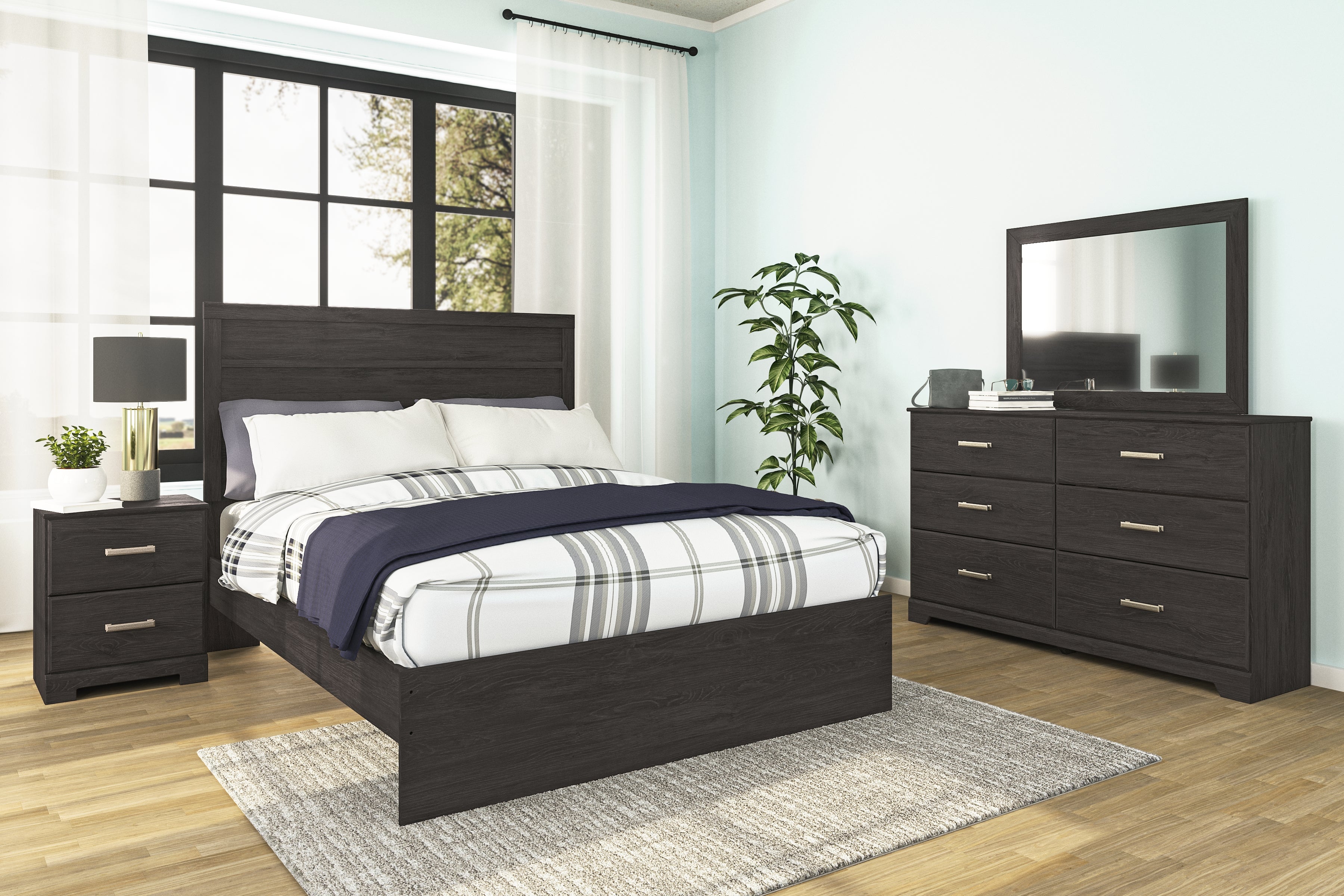 Elite Furniture Outlet - Ashley Furniture - Belachime Bedroom - Queen Panel Bed / Charcoal - B2589B2