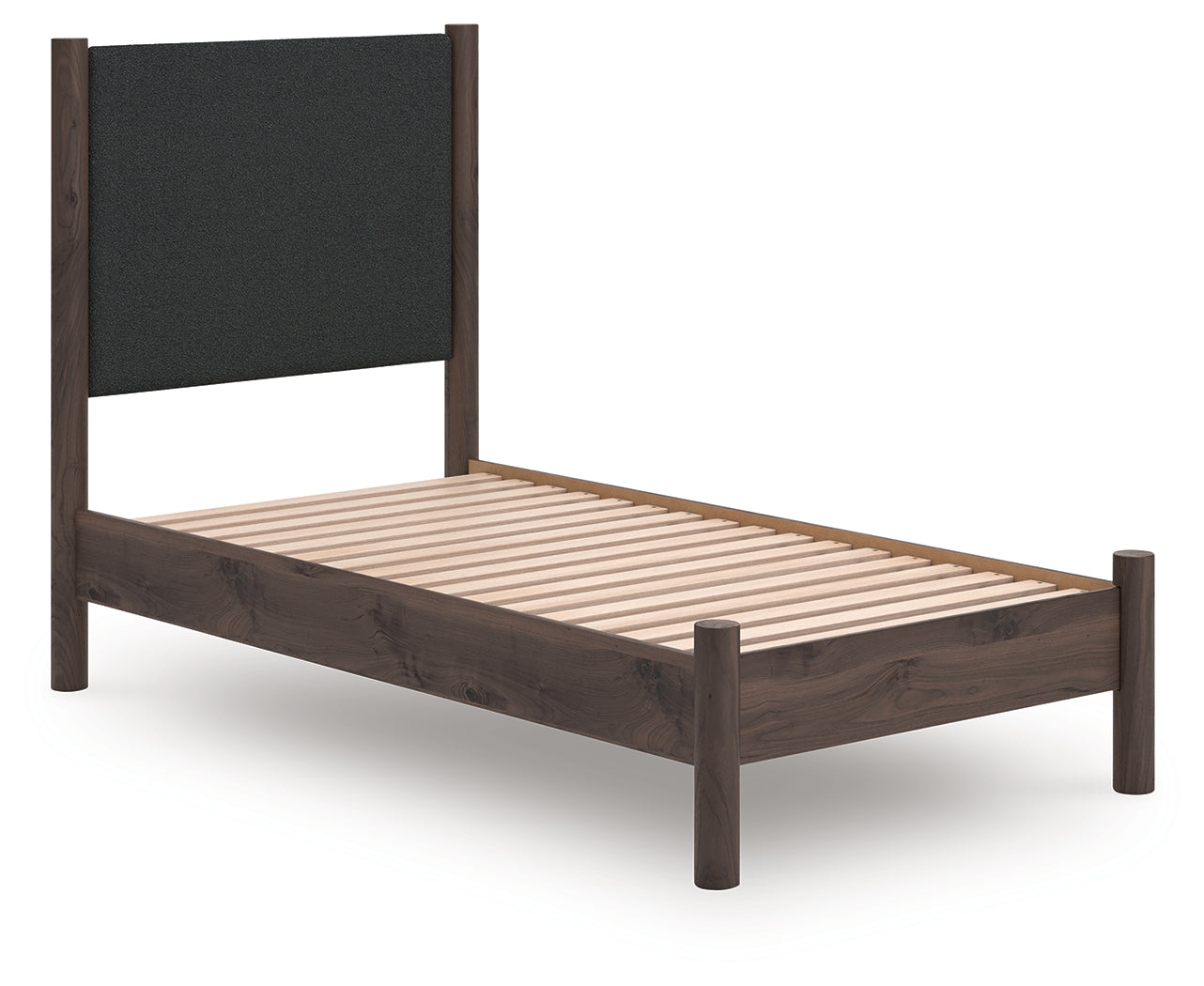 Elite Furniture Outlet - Ashley Furniture - Pamytta Bedroom - Twin Upholstered Panel Platform Bed / Brown - PCB2614B8