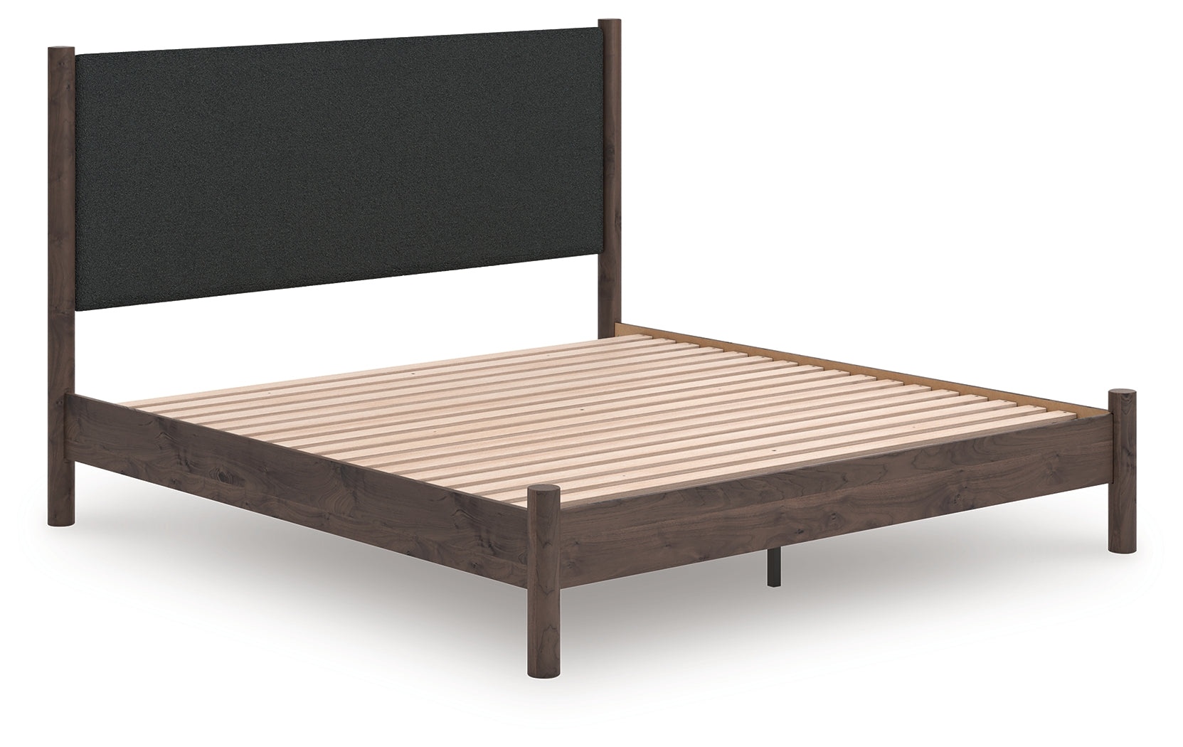 Elite Furniture Outlet - Ashley Furniture - Pamytta Bedroom - King Upholstered Panel Platform Bed / Brown - PCB2614B28