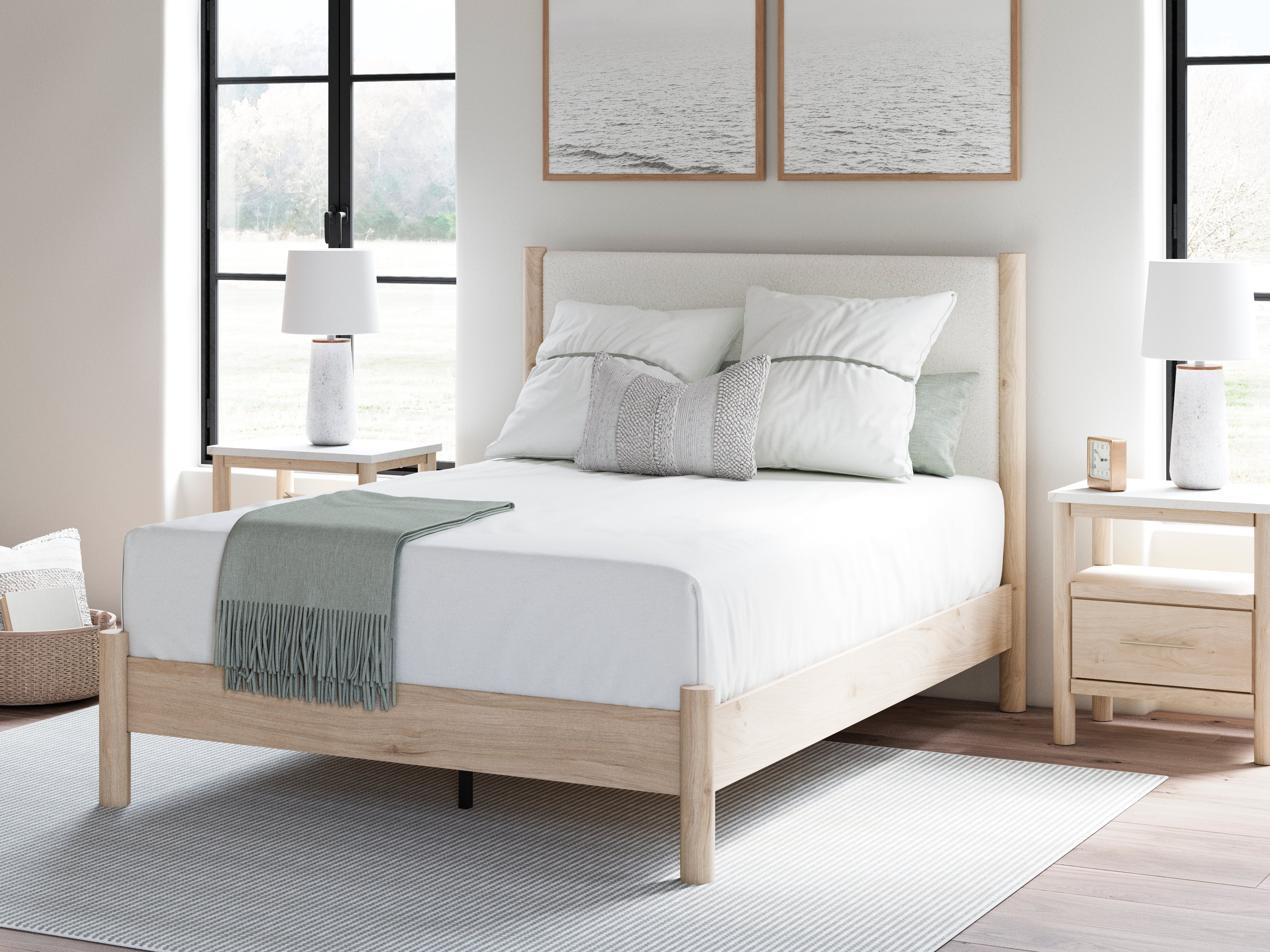 Elite Furniture Outlet - Ashley Furniture - Cadmori Bedroom - Queen Upholstered Panel Bed / Two-tone - B2615B4