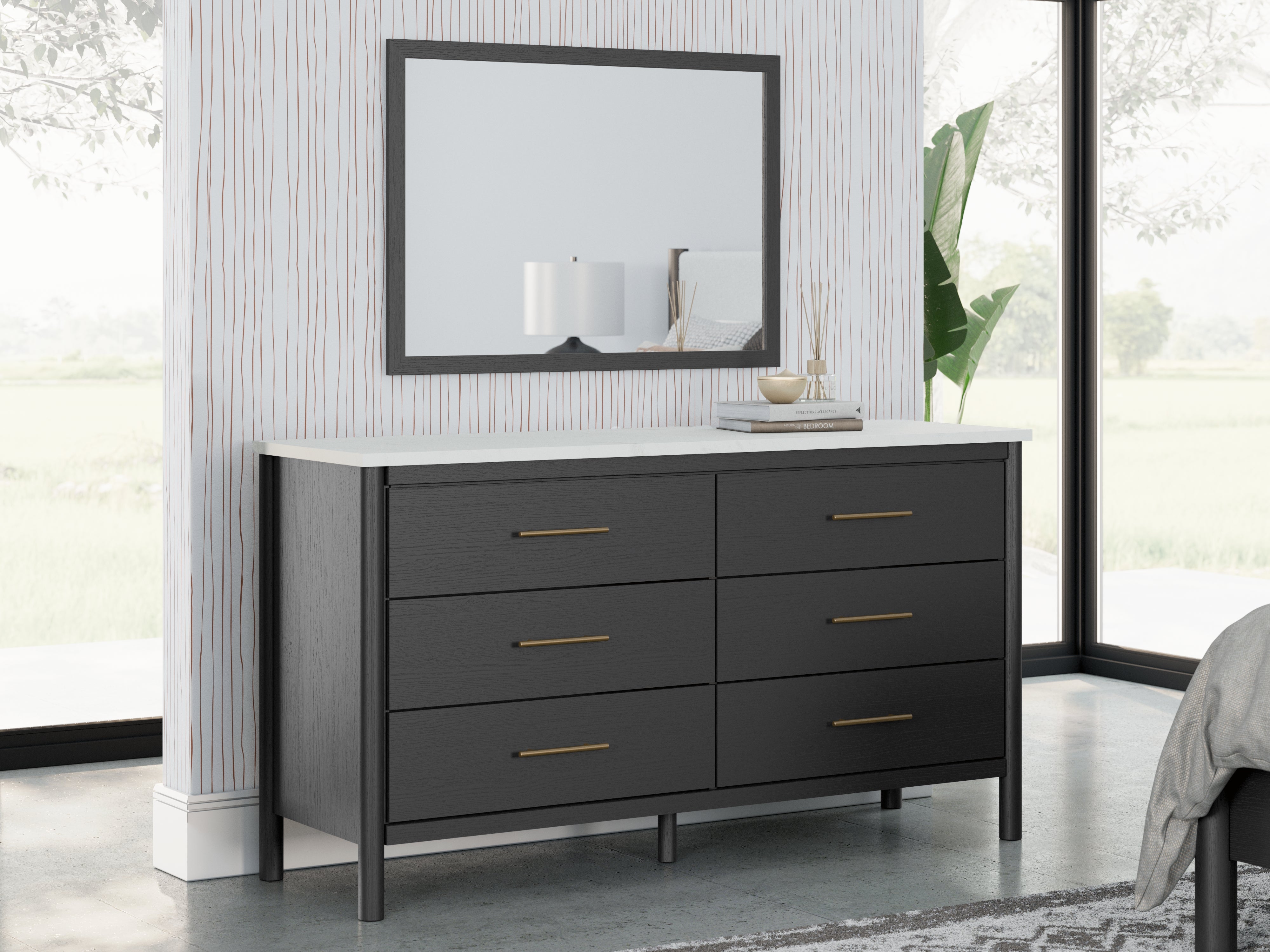 Elite Furniture Outlet - Ashley Furniture - Cadmori Bedroom - Dresser and Mirror / Black/White - B2616B1