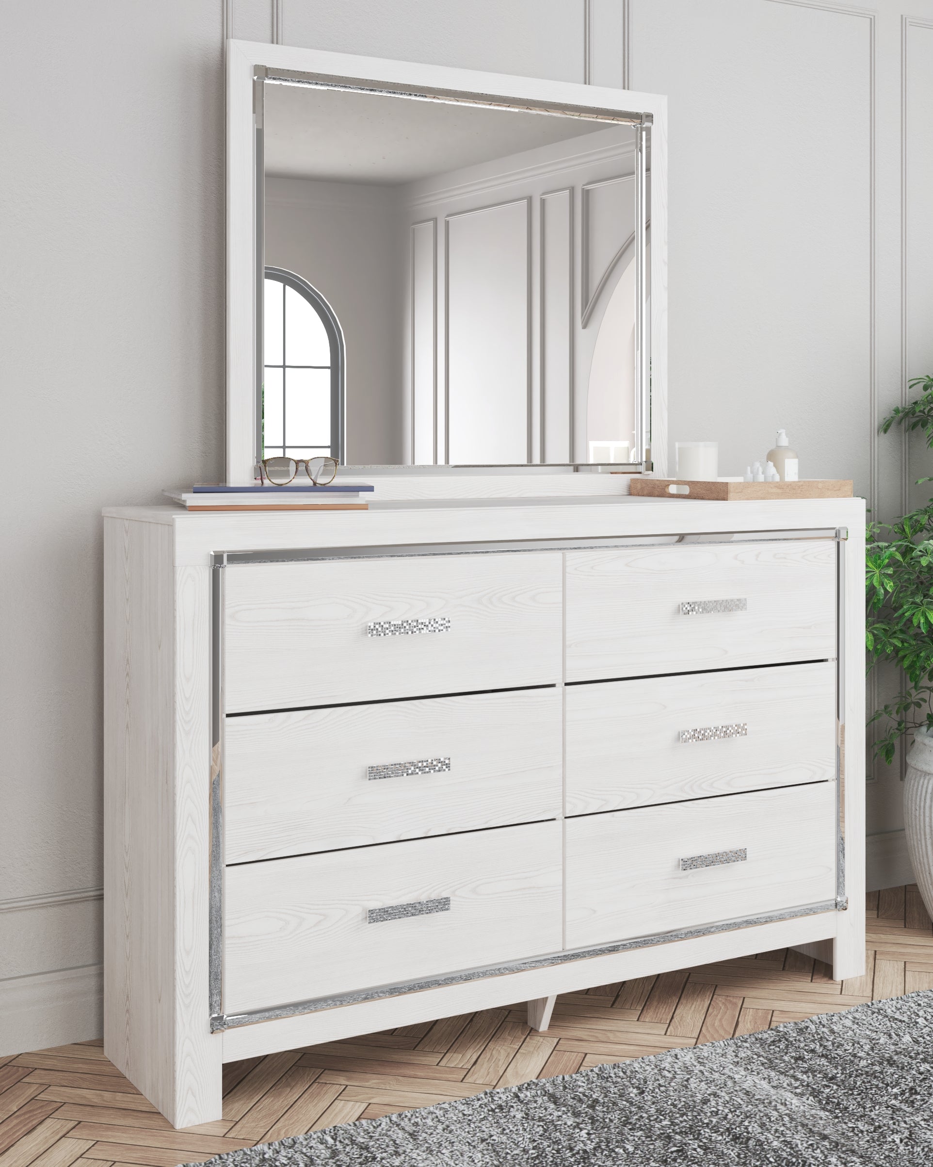 Elite Furniture Outlet - Ashley Furniture - Altyra Bedroom - Dresser and Mirror / White - B2640B1