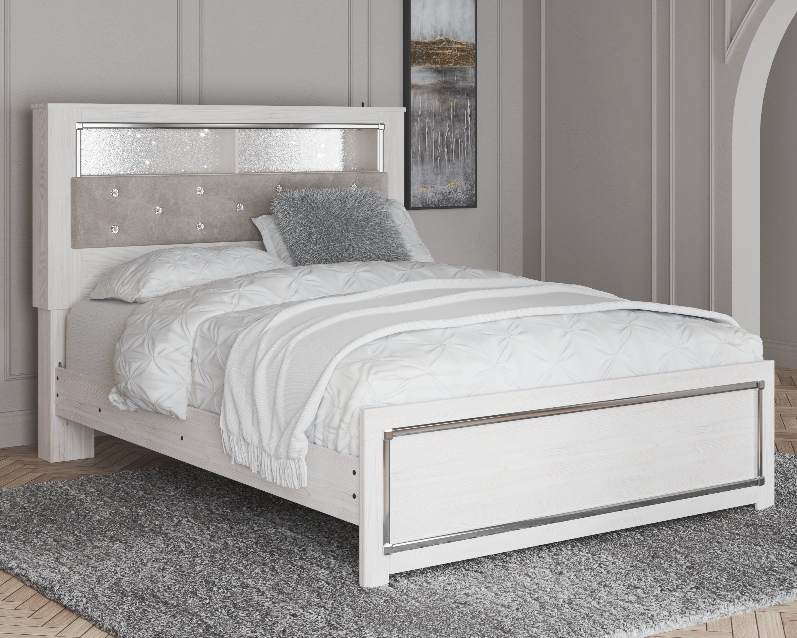 Elite Furniture Outlet - Ashley Furniture - Altyra Bedroom - Queen Panel Bookcase Bed / White - B2640B4