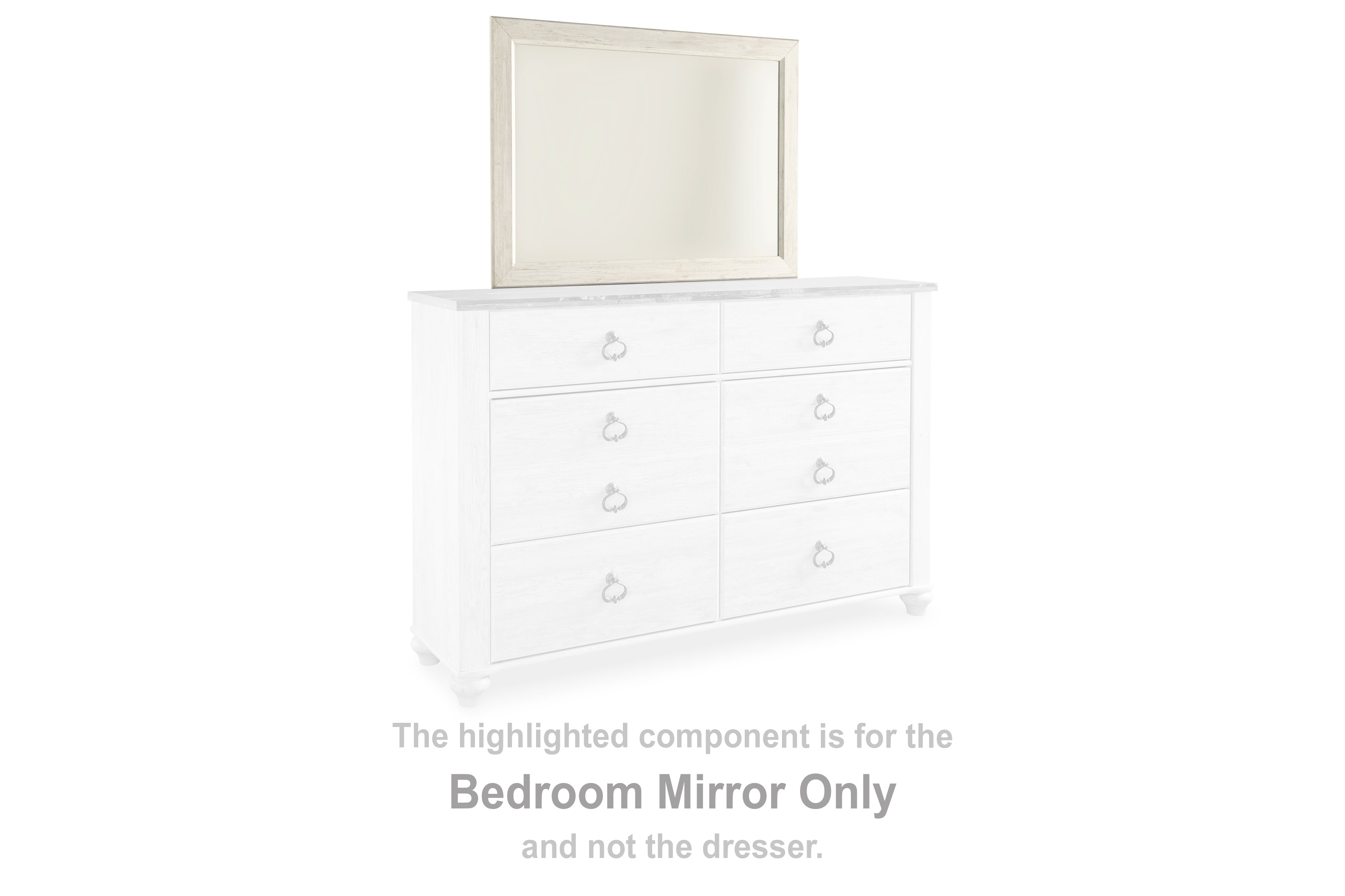 Elite Furniture Outlet - Ashley Furniture - Willowton Bedroom - Bedroom Mirror / Whitewash - B267-36