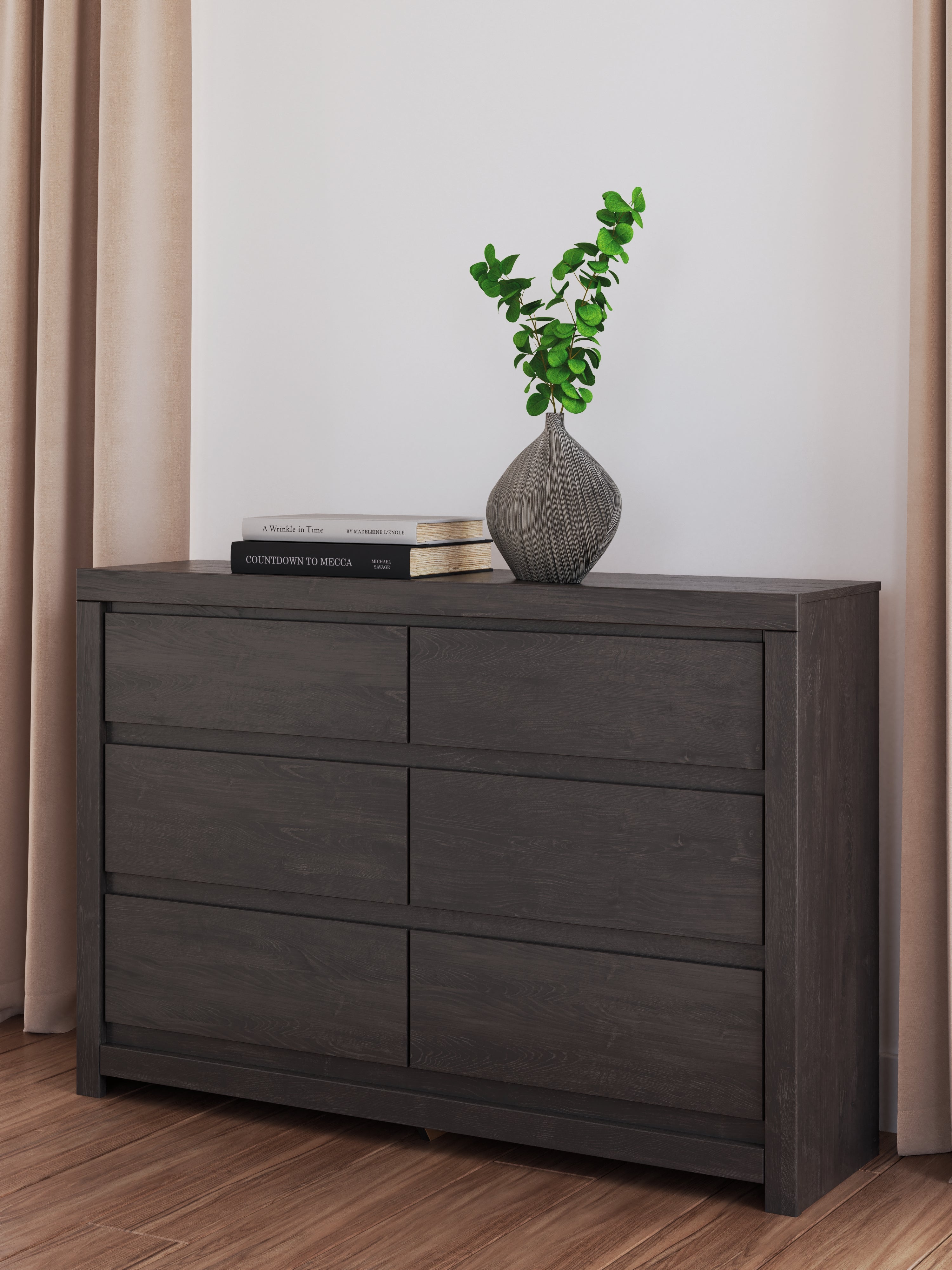 Elite Furniture Outlet - Ashley Furniture - Fraluna Bedroom - Six Drawer Dresser / Charcoal - PCB3370-31