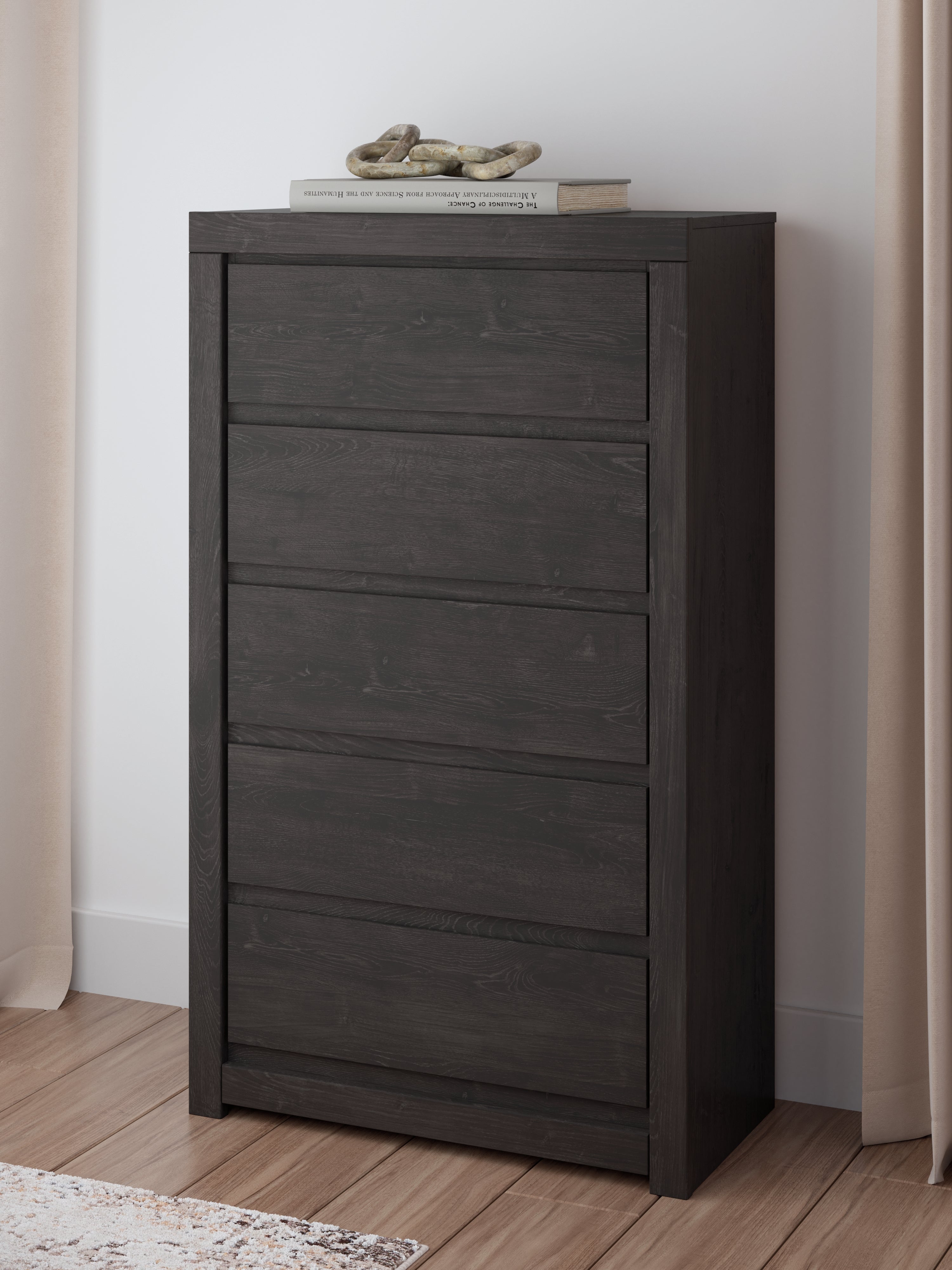 Elite Furniture Outlet - Ashley Furniture - Fraluna Bedroom - Five Drawer Chest / Charcoal - PCB3370-46