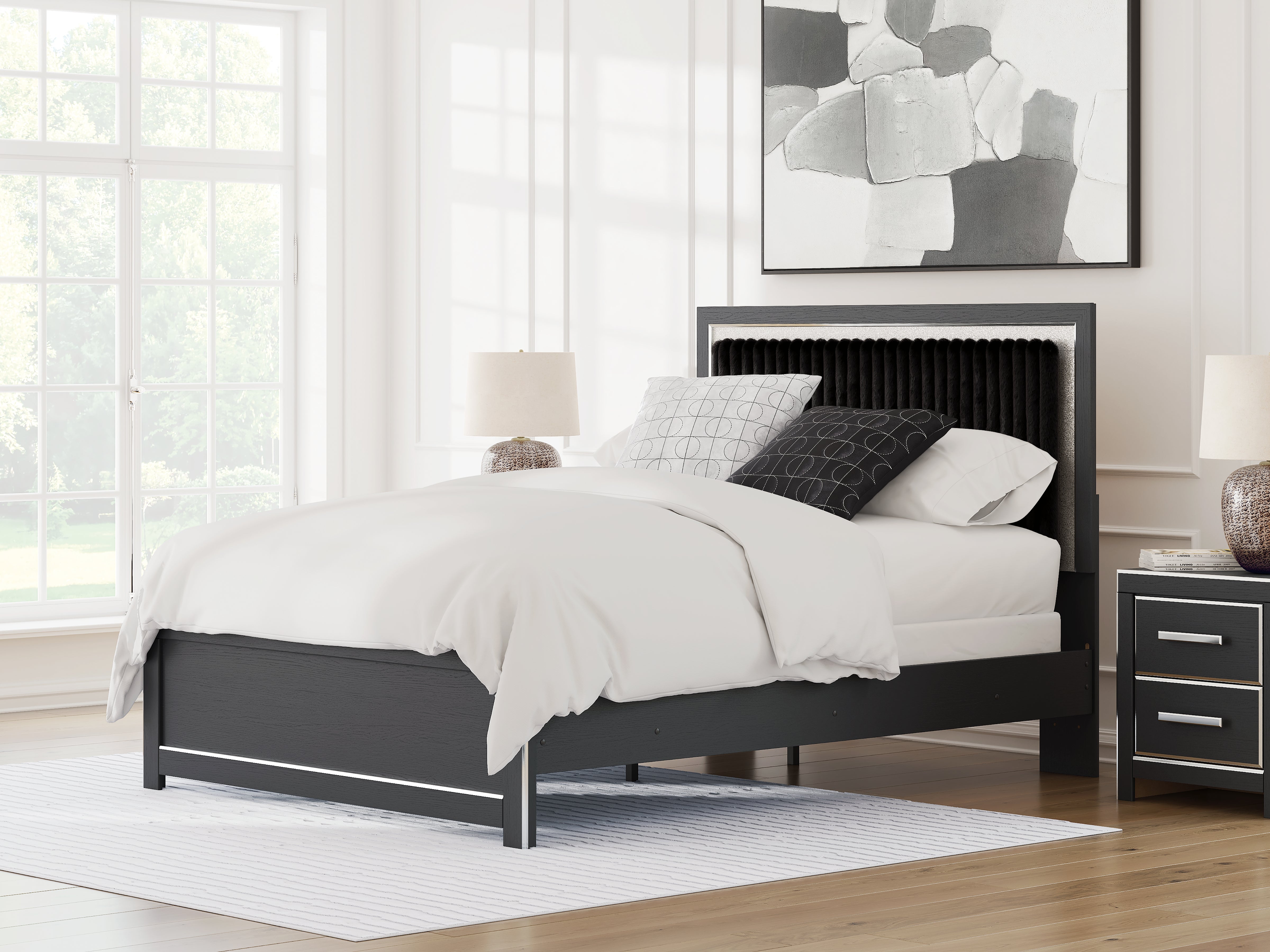 Elite Furniture Outlet - Ashley Furniture - Zuraleus Bedroom - Queen Upholstered Panel Bed / Black - PCB3380B6