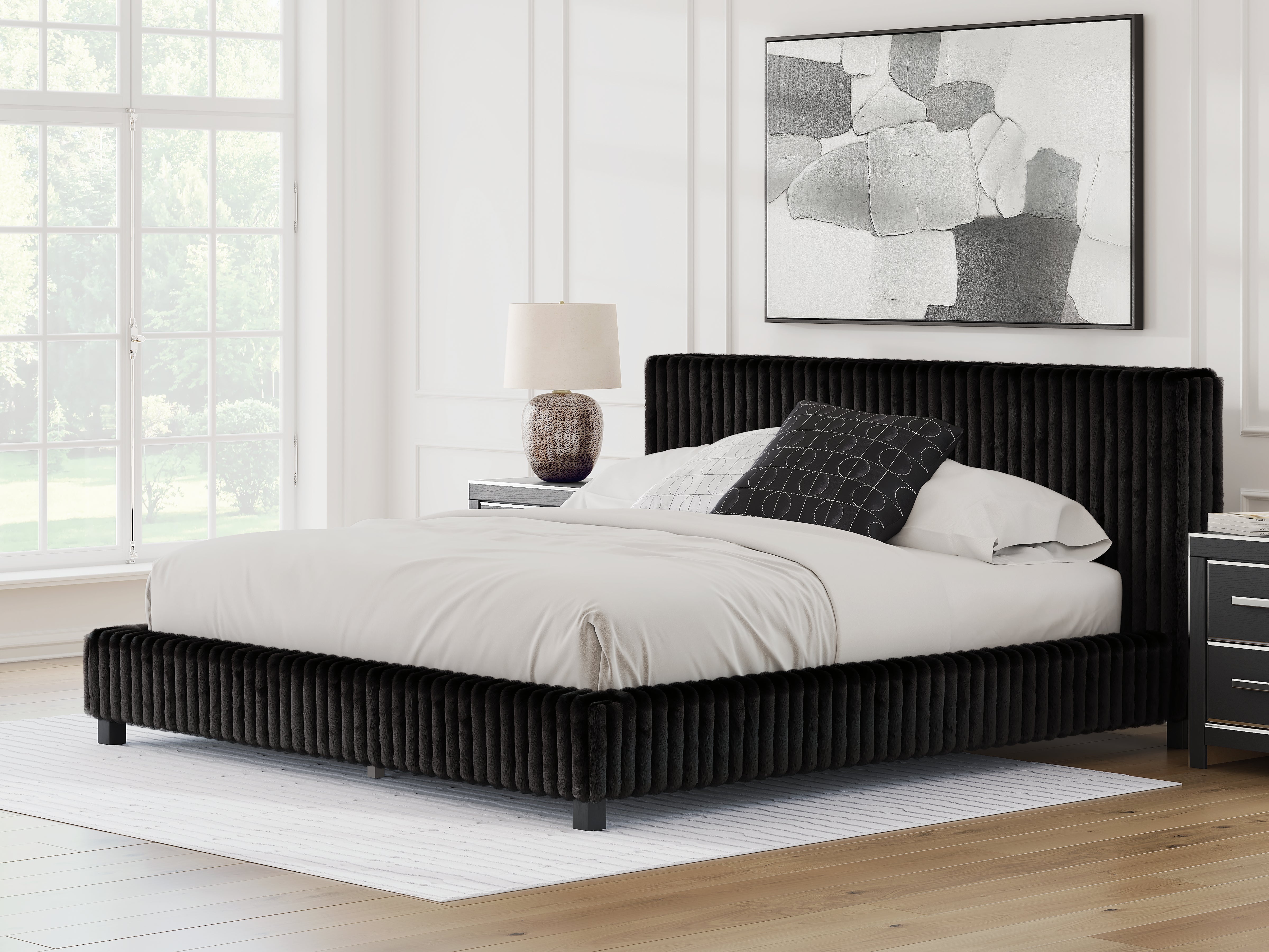 Elite Furniture Outlet - Ashley Furniture - Zuraleus Bedroom - King Upholstered Bed / Black - PCB3380B13