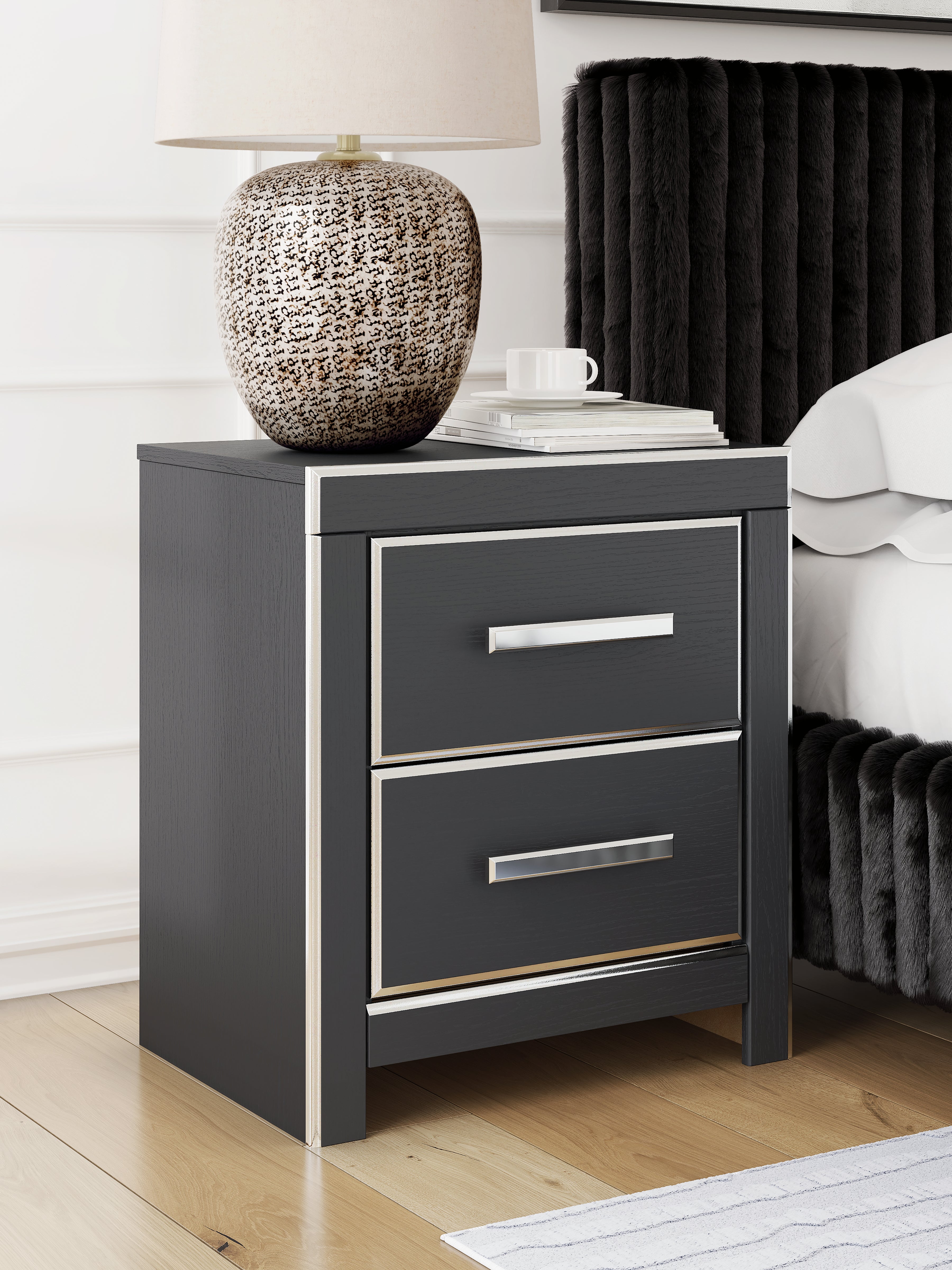 Elite Furniture Outlet - Ashley Furniture - Zuraleus Bedroom - Two Drawer Night Stand / Black - PCB3380-92