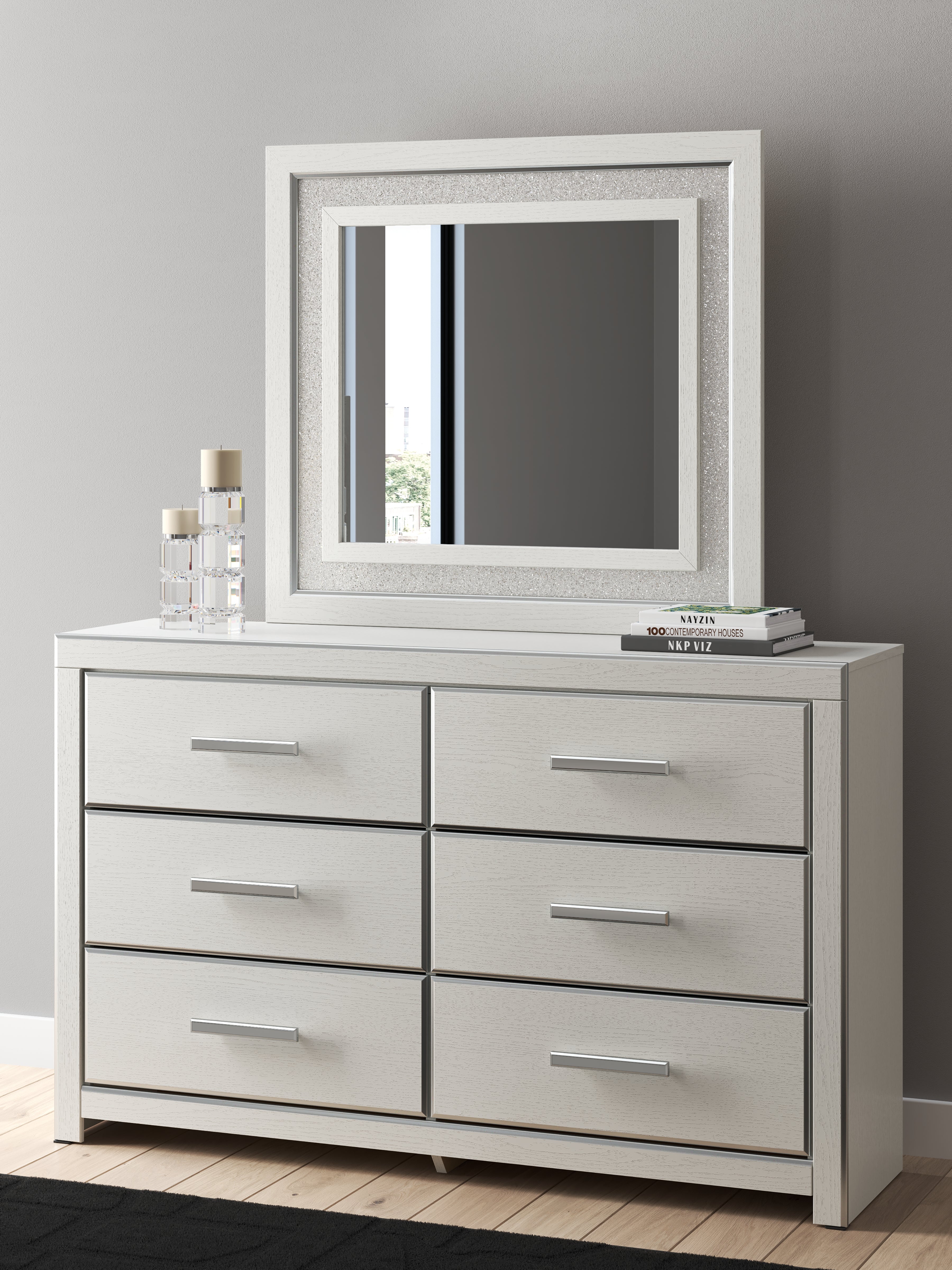 Elite Furniture Outlet - Ashley Furniture - Zuraleus Bedroom - Dresser and Mirror / White - PCB3381B1