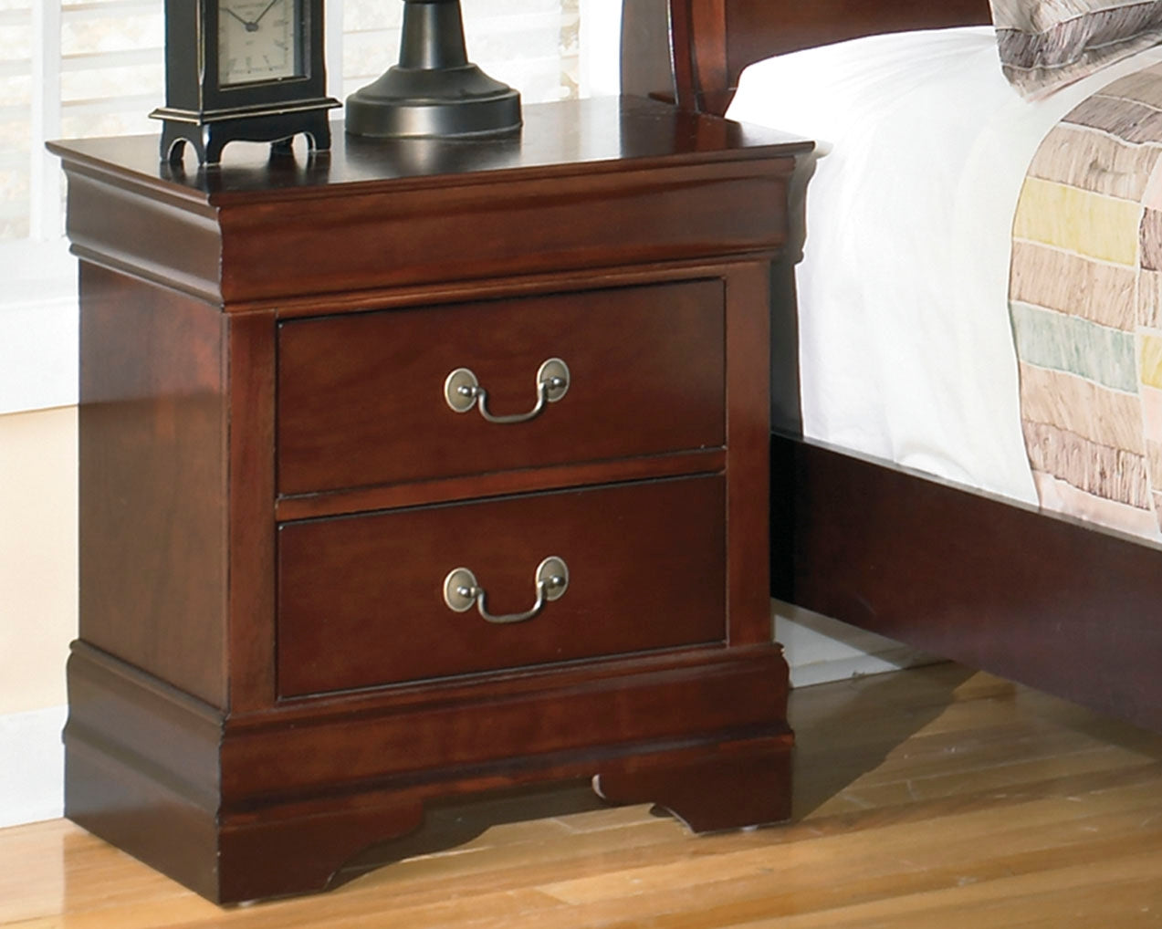 Elite Furniture Outlet - Ashley Furniture - Alisdair Bedroom - Two Drawer Night Stand / Reddish Brown - B376-92