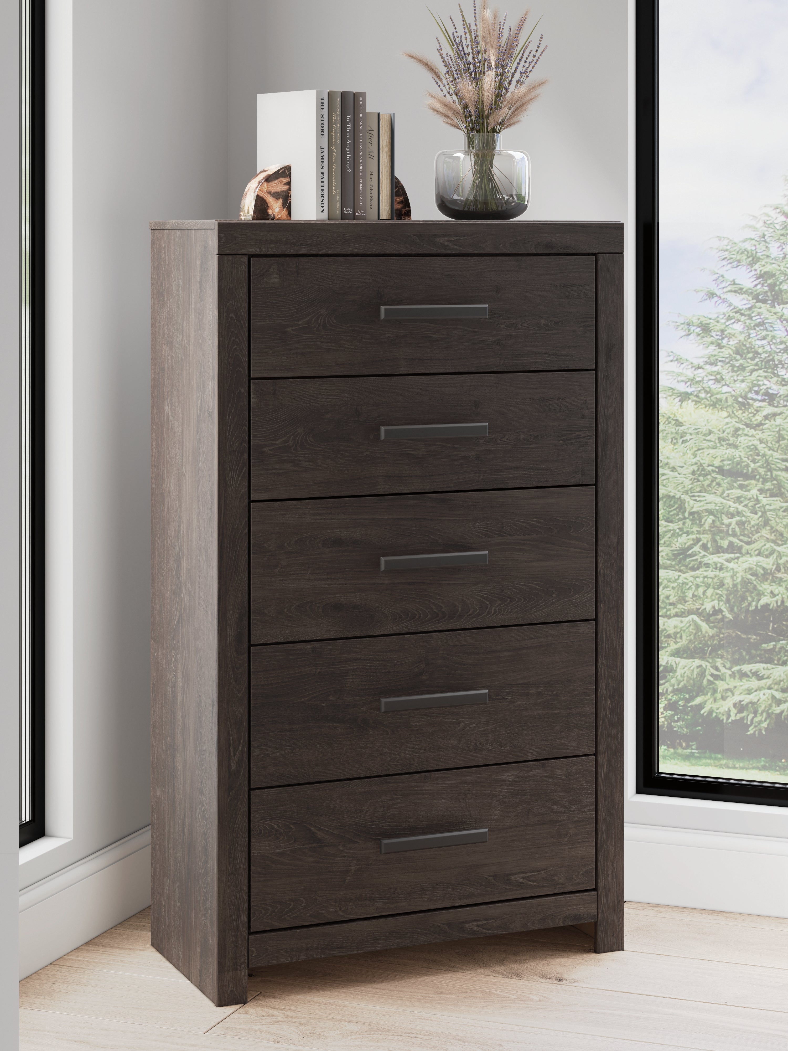 Elite Furniture Outlet - Ashley Furniture - Prendonea Bedroom - Five Drawer Chest / Charcoal - B3789-46