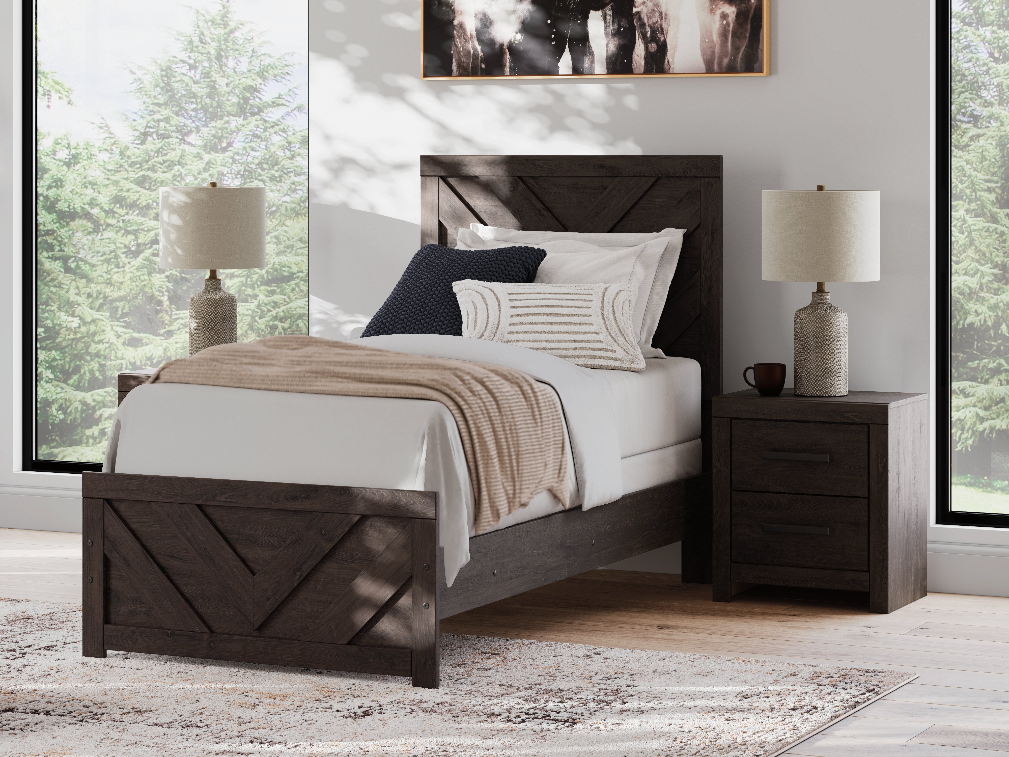 Elite Furniture Outlet - Ashley Furniture - Prendonea Bedroom - Twin Panel Bed / Charcoal - B3789B2