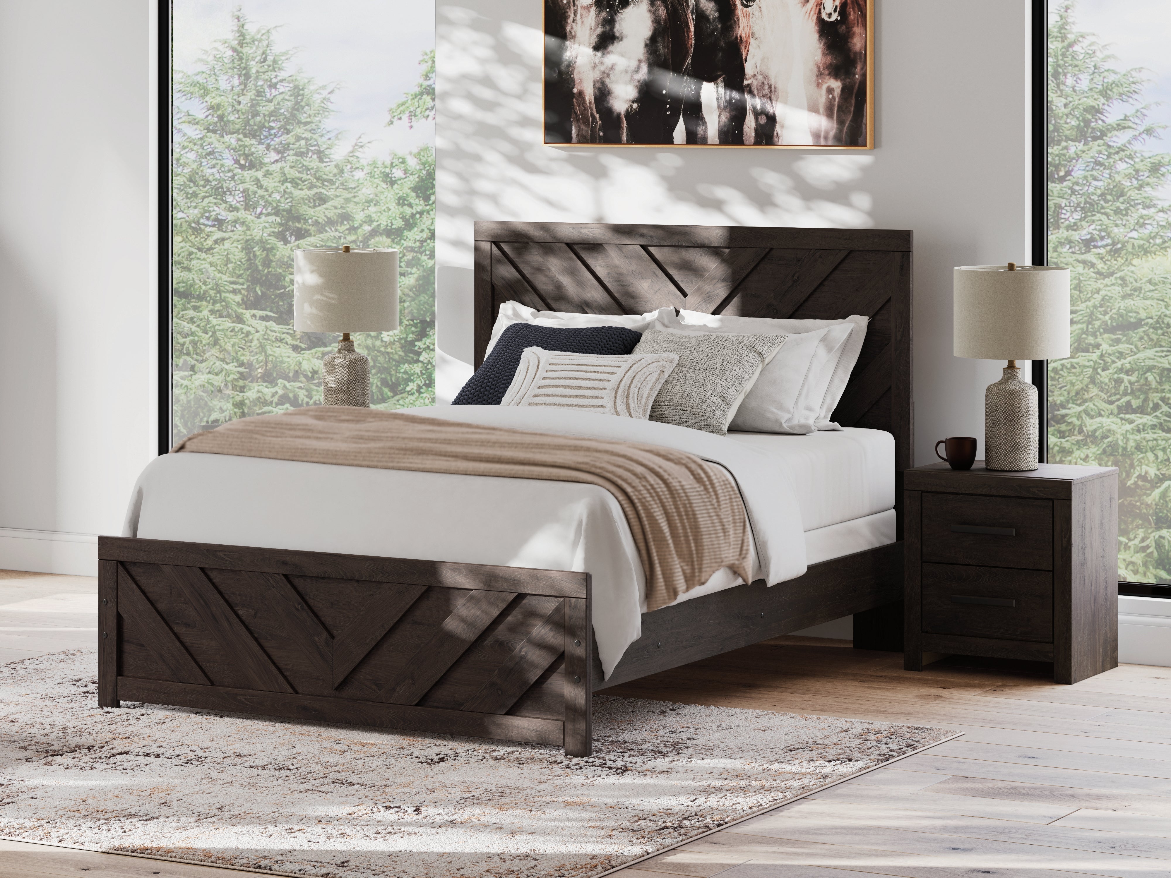 Elite Furniture Outlet - Ashley Furniture - Prendonea Bedroom - Queen Panel Bed / Charcoal - B3789B4