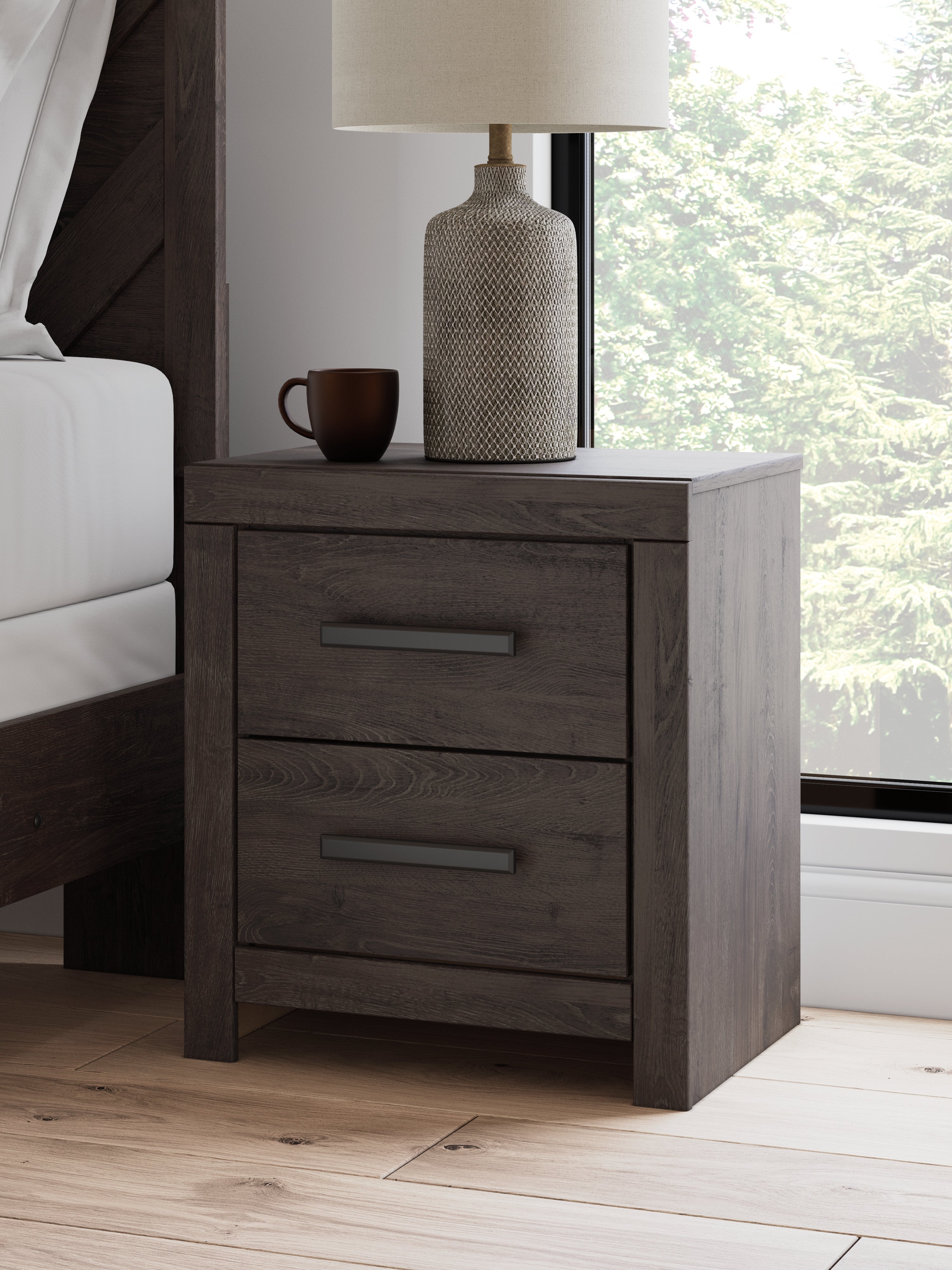 Elite Furniture Outlet - Ashley Furniture - Prendonea Bedroom - Two Drawer Night Stand / Charcoal - B3789-92
