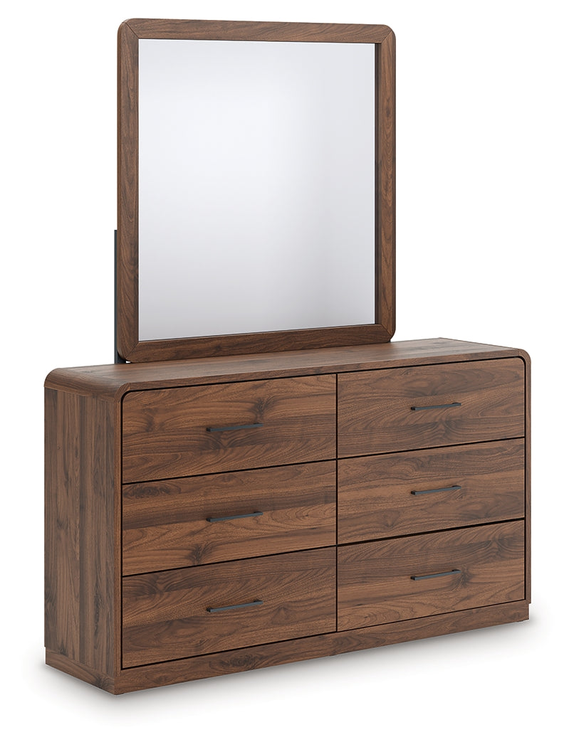 Elite Furniture Outlet - Ashley Furniture - Fortlorn Bedroom - Dresser and Mirror / Walnut Brown - PCB386B1
