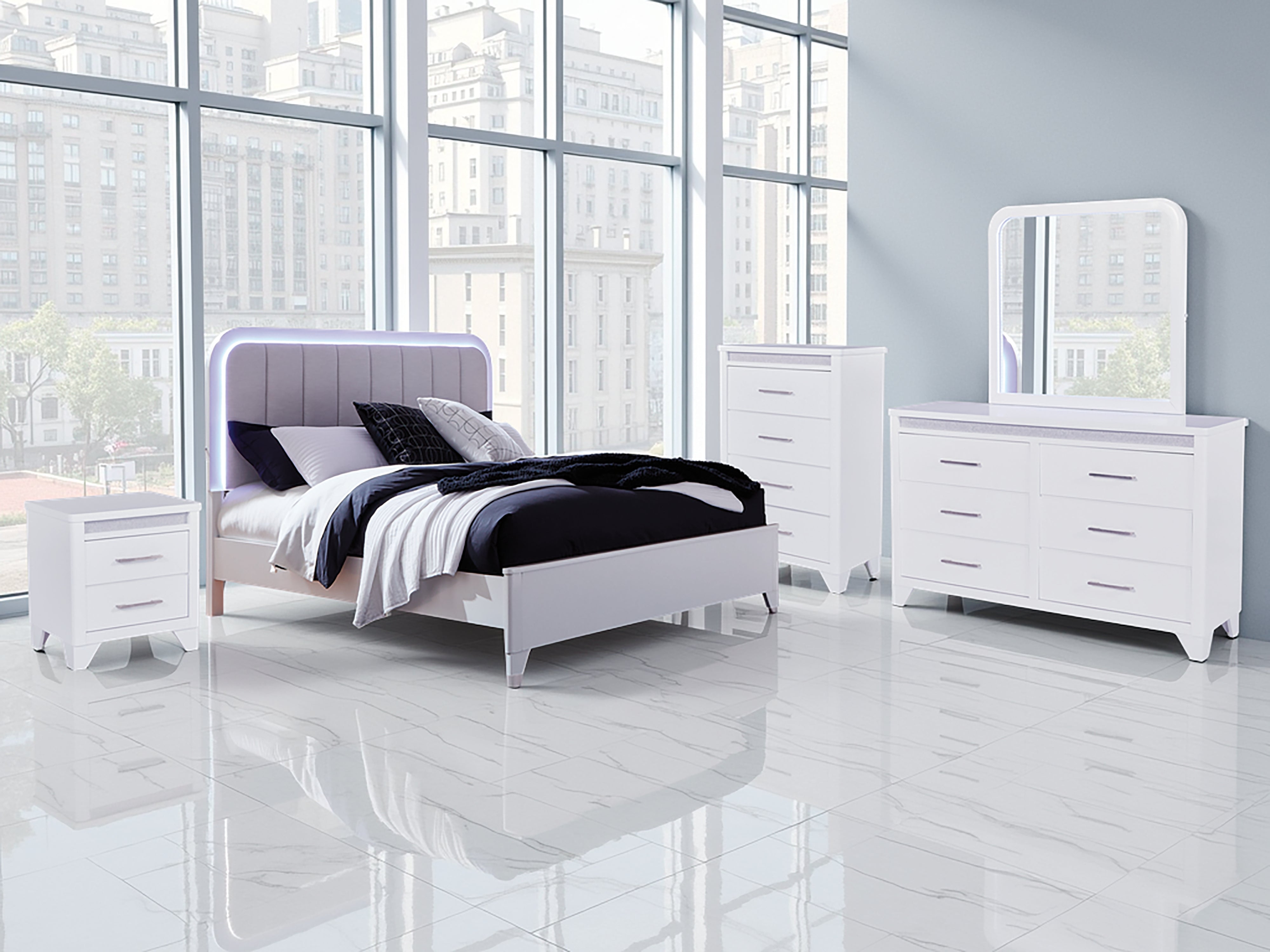 Elite Furniture Outlet - Ashley Furniture - Jarlee Bedroom - Queen Upholstered Panel Bed / White - PCB392B2