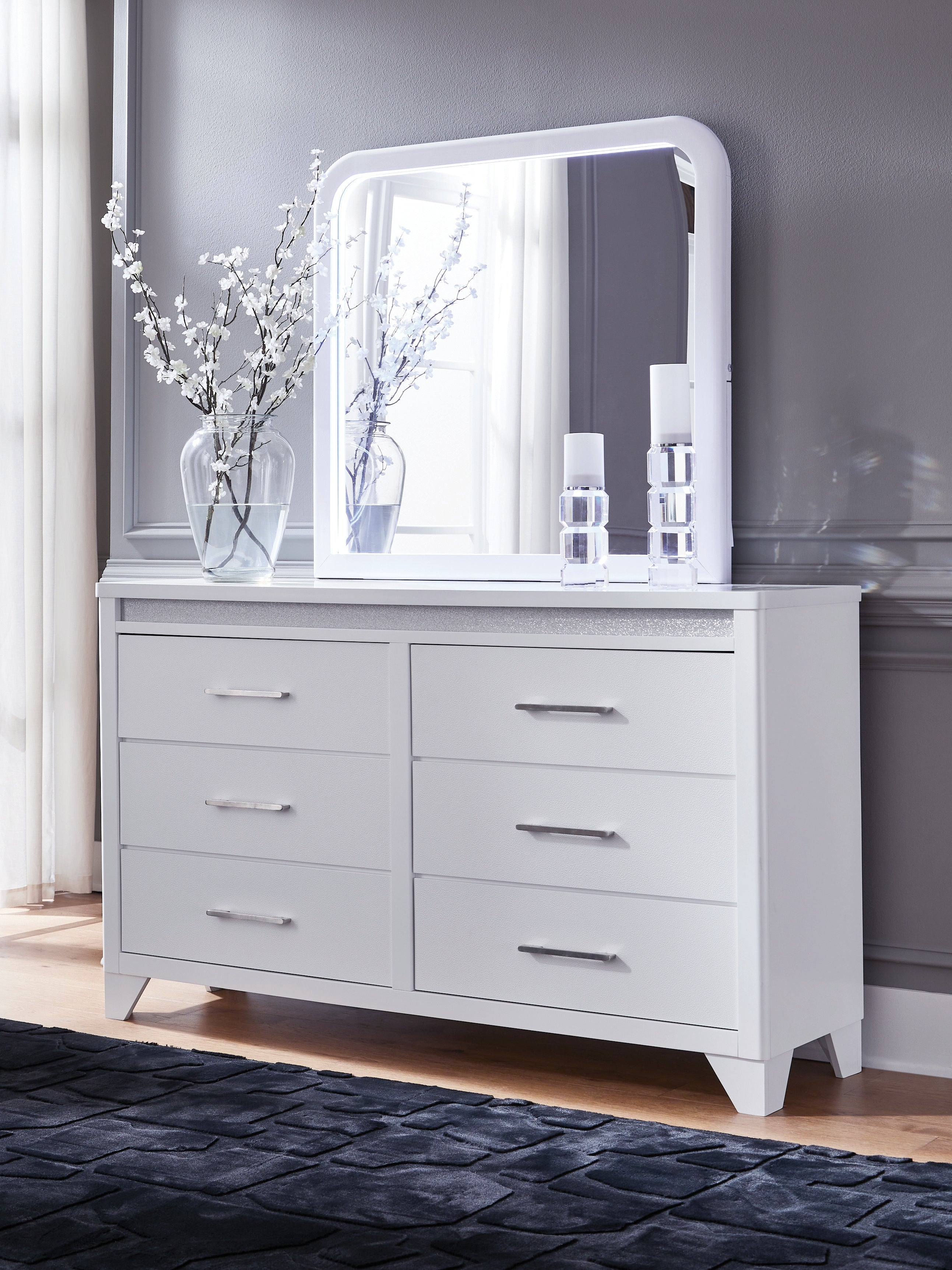 Elite Furniture Outlet - Ashley Furniture - Jarlee Bedroom - Dresser and Mirror / White - PCB392B1