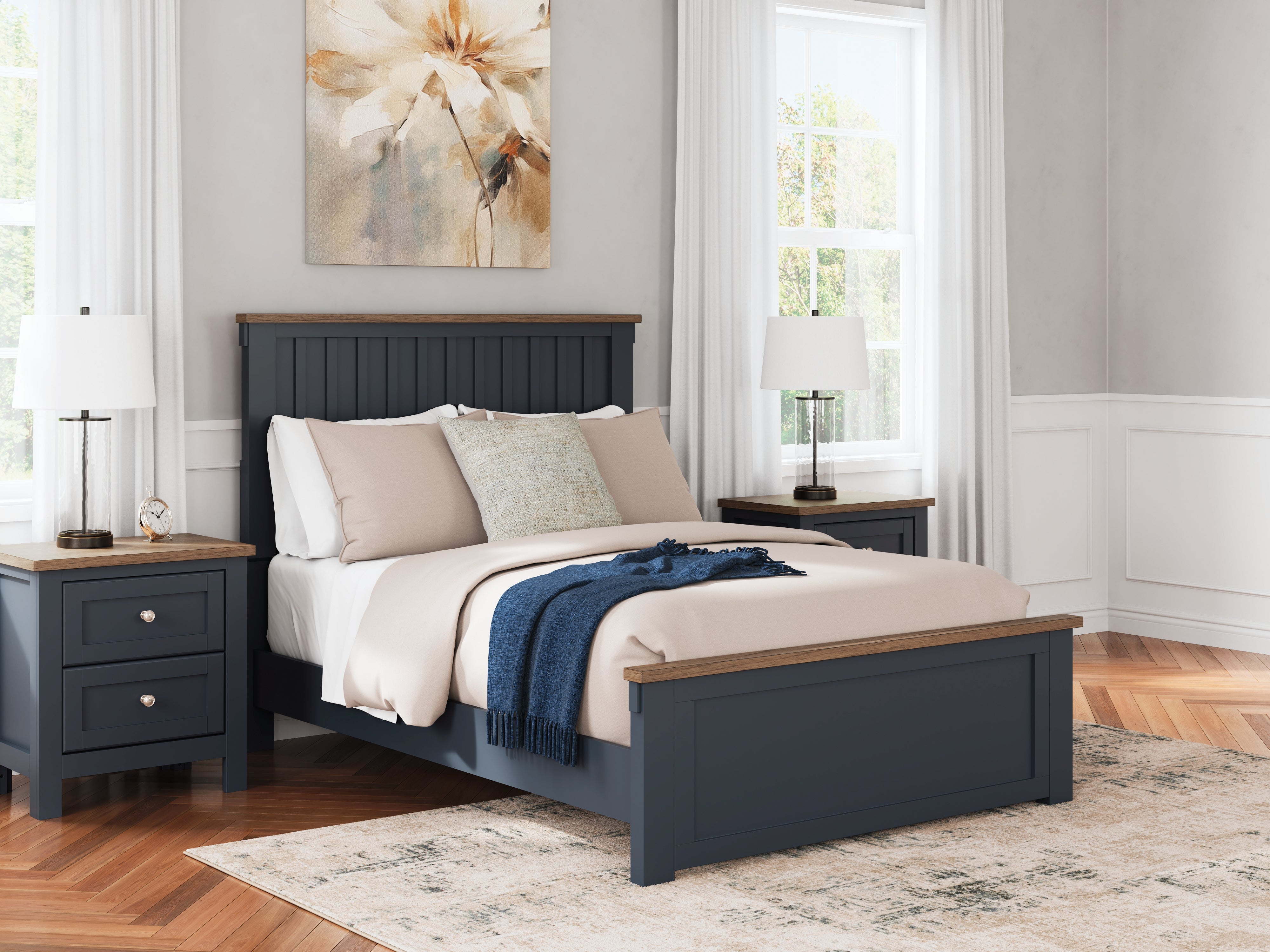 Elite Furniture Outlet - Ashley Furniture - Landocken Bedroom - Full Panel Bed / Brown/Blue - B414B3