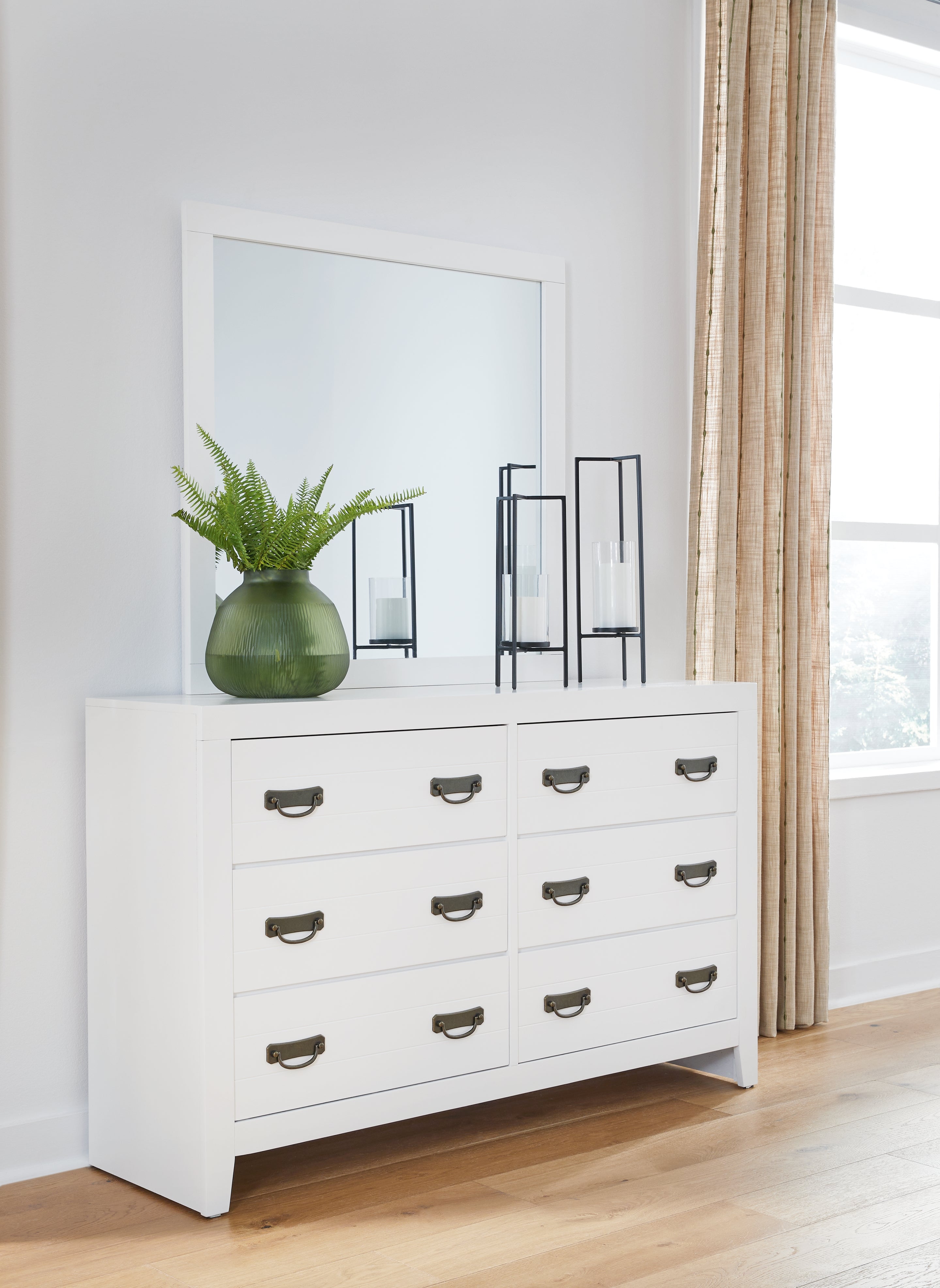 Elite Furniture Outlet - Ashley Furniture - Binterglen Bedroom - Dresser and Mirror / White - B427B1