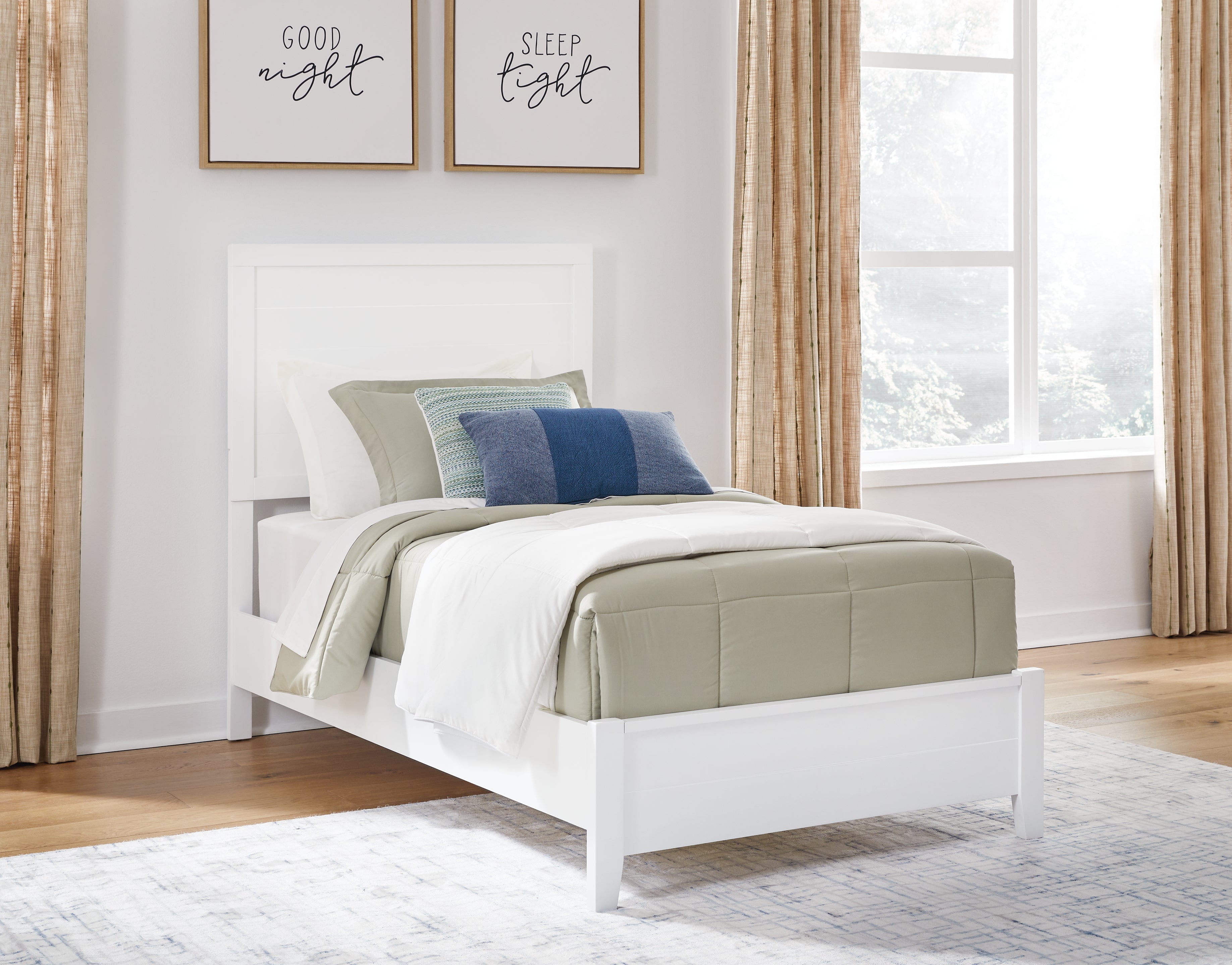 Elite Furniture Outlet - Ashley Furniture - Binterglen Bedroom - Twin Panel Bed / White - B427B2
