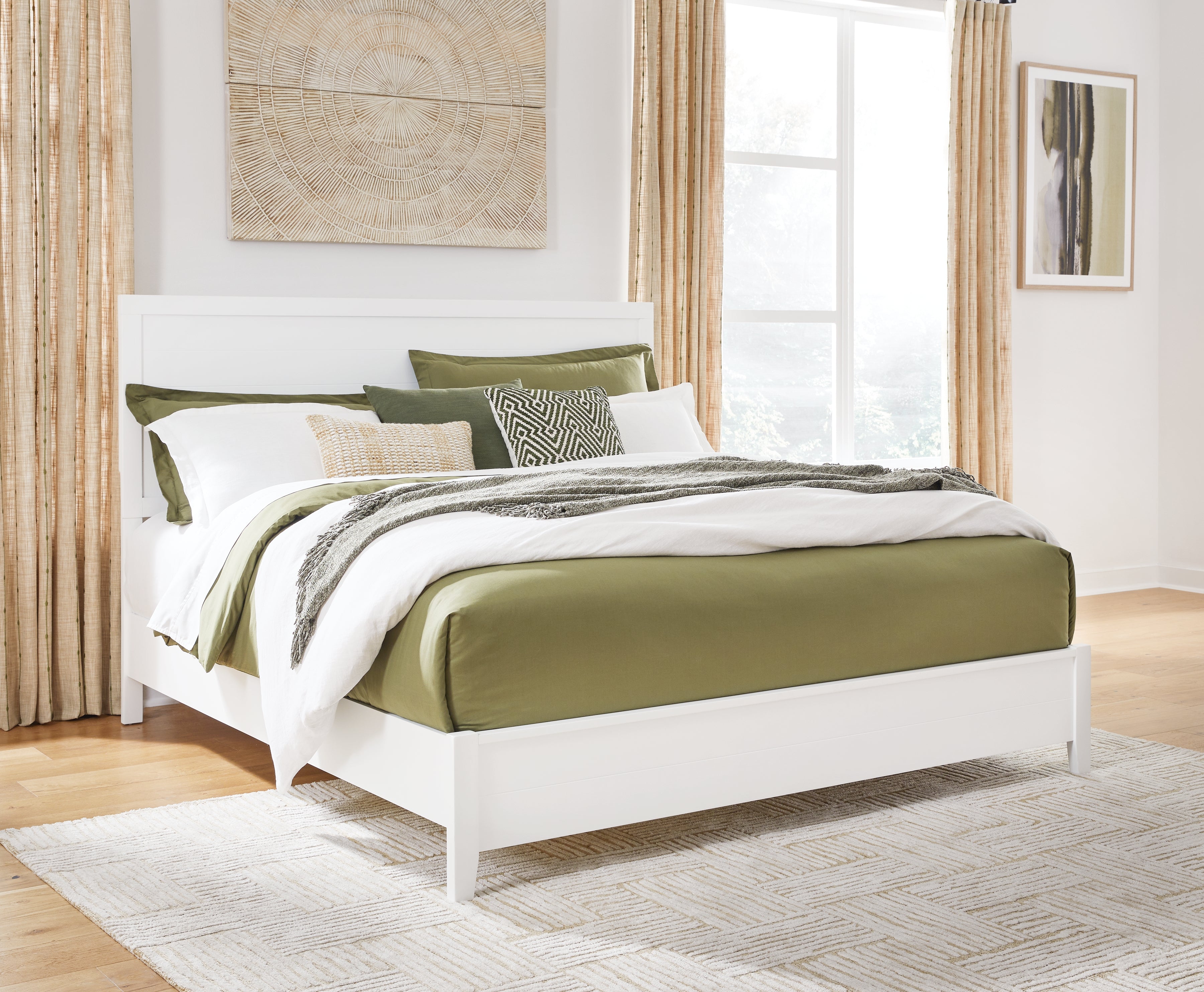 Elite Furniture Outlet - Ashley Furniture - Binterglen Bedroom - King Panel Bed / White - B427B8