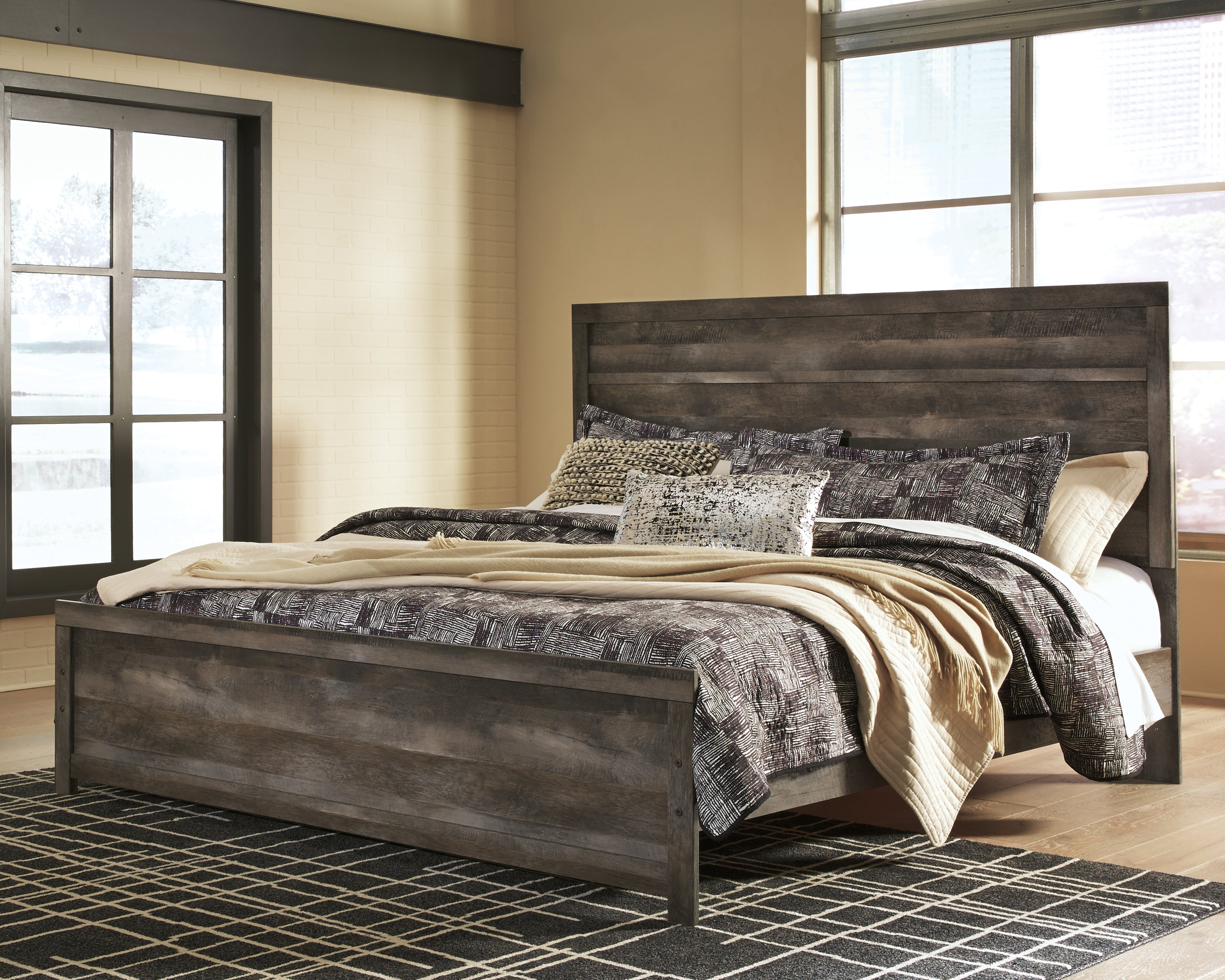 Elite Furniture Outlet - Ashley Furniture - Wynnlow Bedroom - King Panel Bed / Gray - B440B8