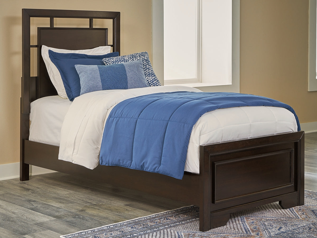 Elite Furniture Outlet - Ashley Furniture - Covetown Bedroom - Twin Panel Bed / Dark Brown - B441B2
