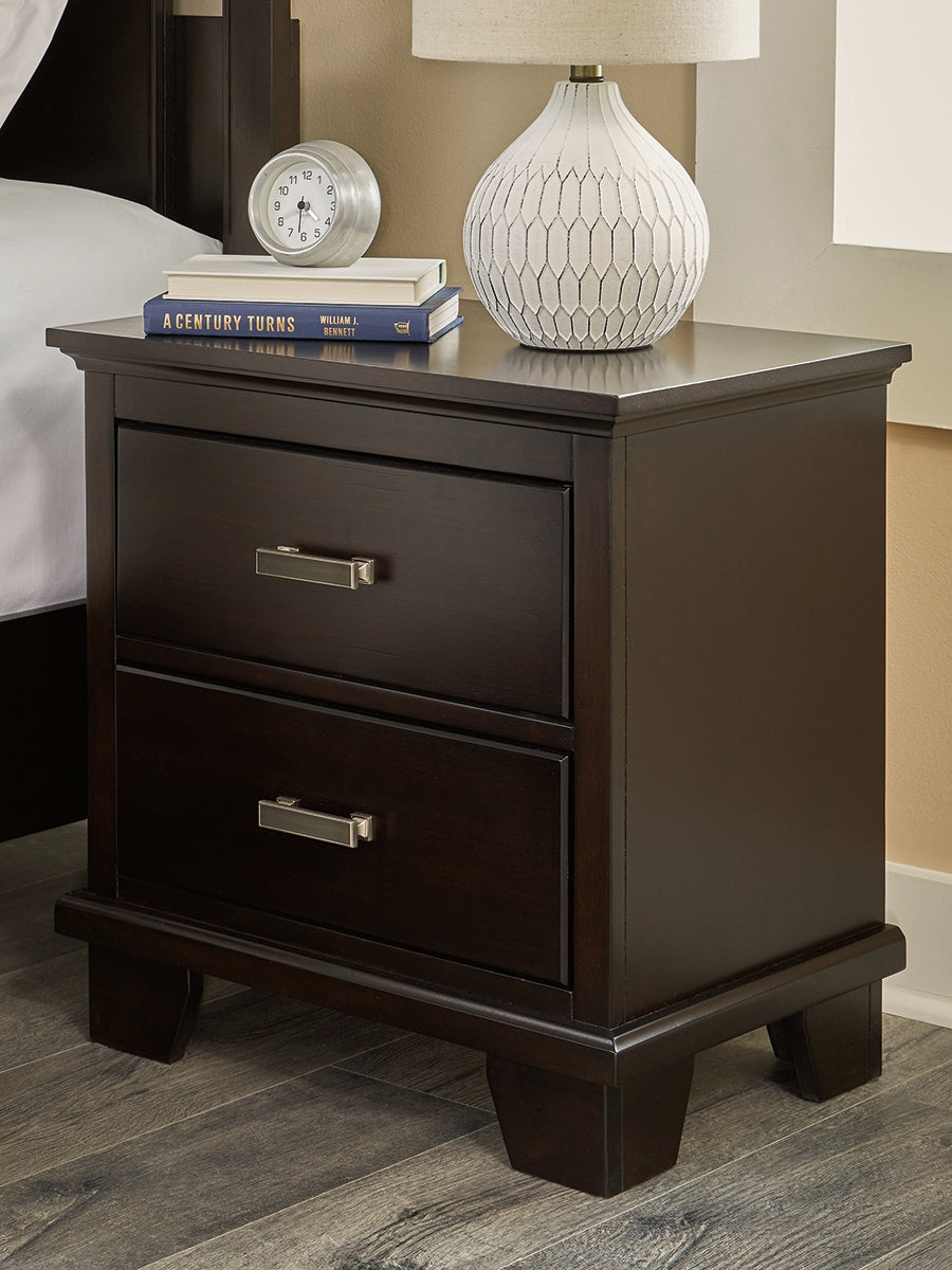 Elite Furniture Outlet - Ashley Furniture - Covetown Bedroom - Two Drawer Night Stand / Dark Brown - B441-92
