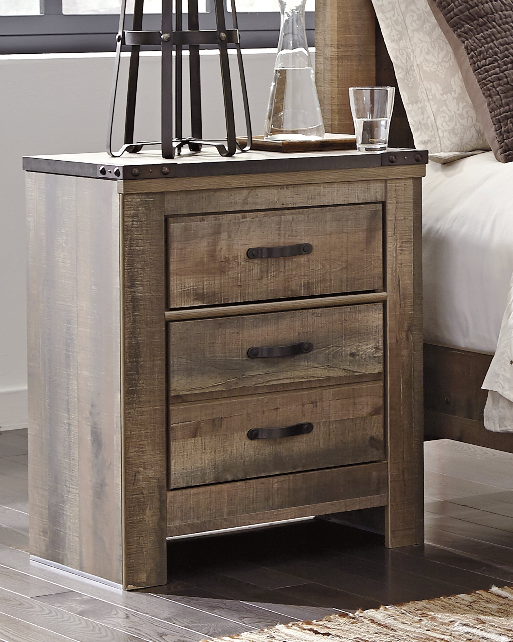 Elite Furniture Outlet - Ashley Furniture - Trinell Bedroom - Two Drawer Night Stand / Brown - B446-92