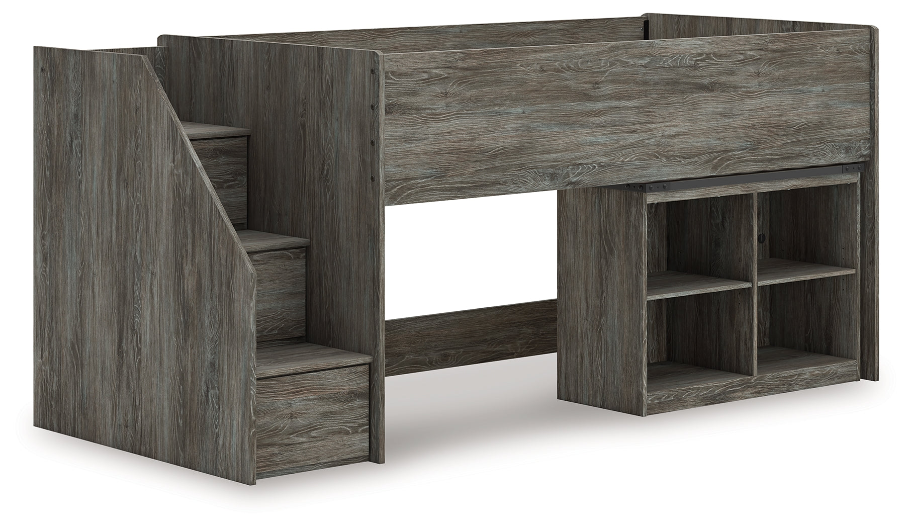 Elite Furniture Outlet - Ashley Furniture - Frandern Bedroom - Twin Loft  Bed with Bookcase Storage / Gray - B4480B14