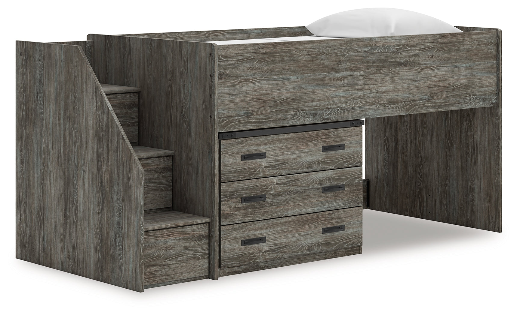 Elite Furniture Outlet - Ashley Furniture - Frandern Bedroom - Twin Loft Bed with Drawer Storage / Gray - B4480B15