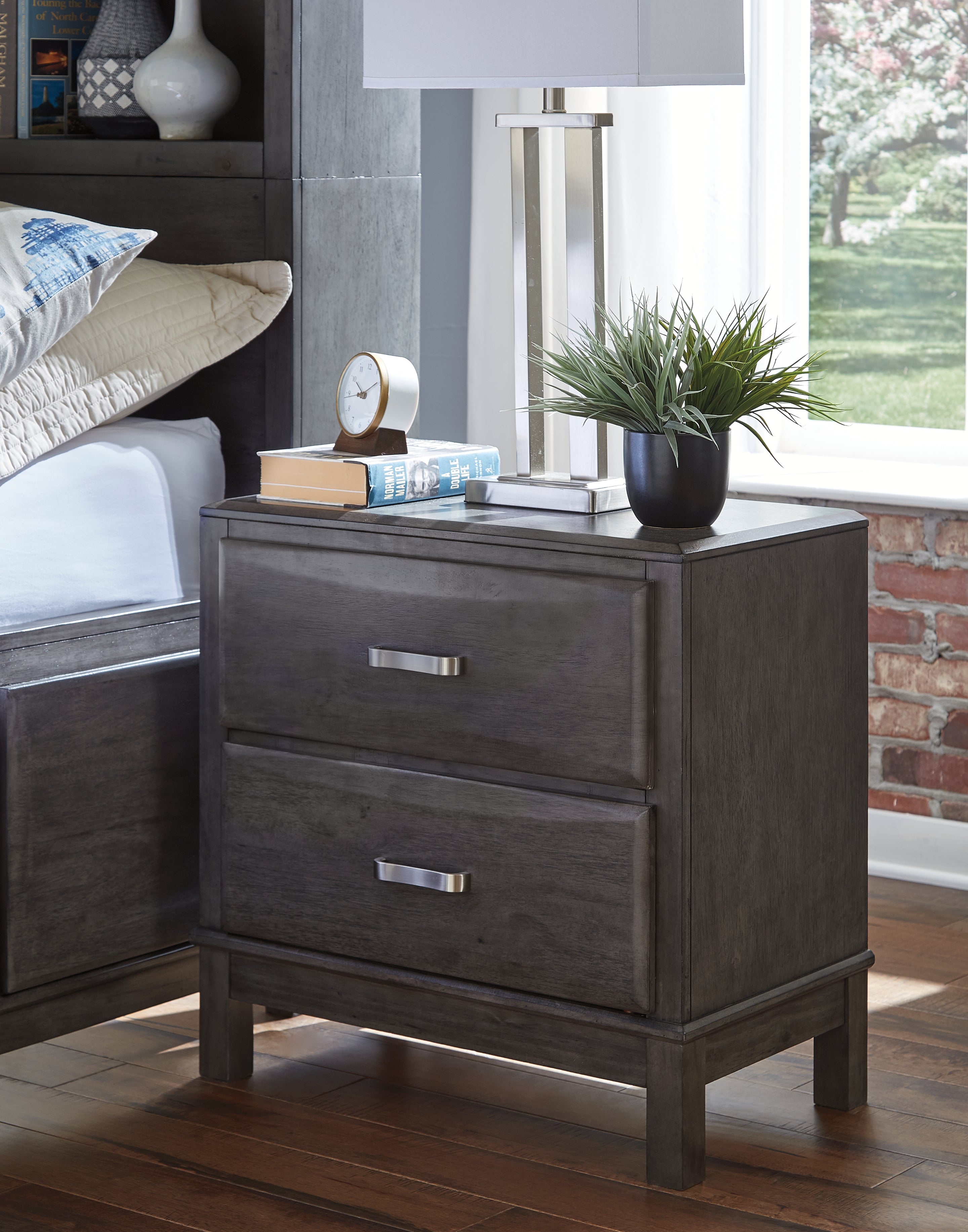 Elite Furniture Outlet - Ashley Furniture - Caitbrook Bedroom - Two Drawer Night Stand / Gray - B476-92