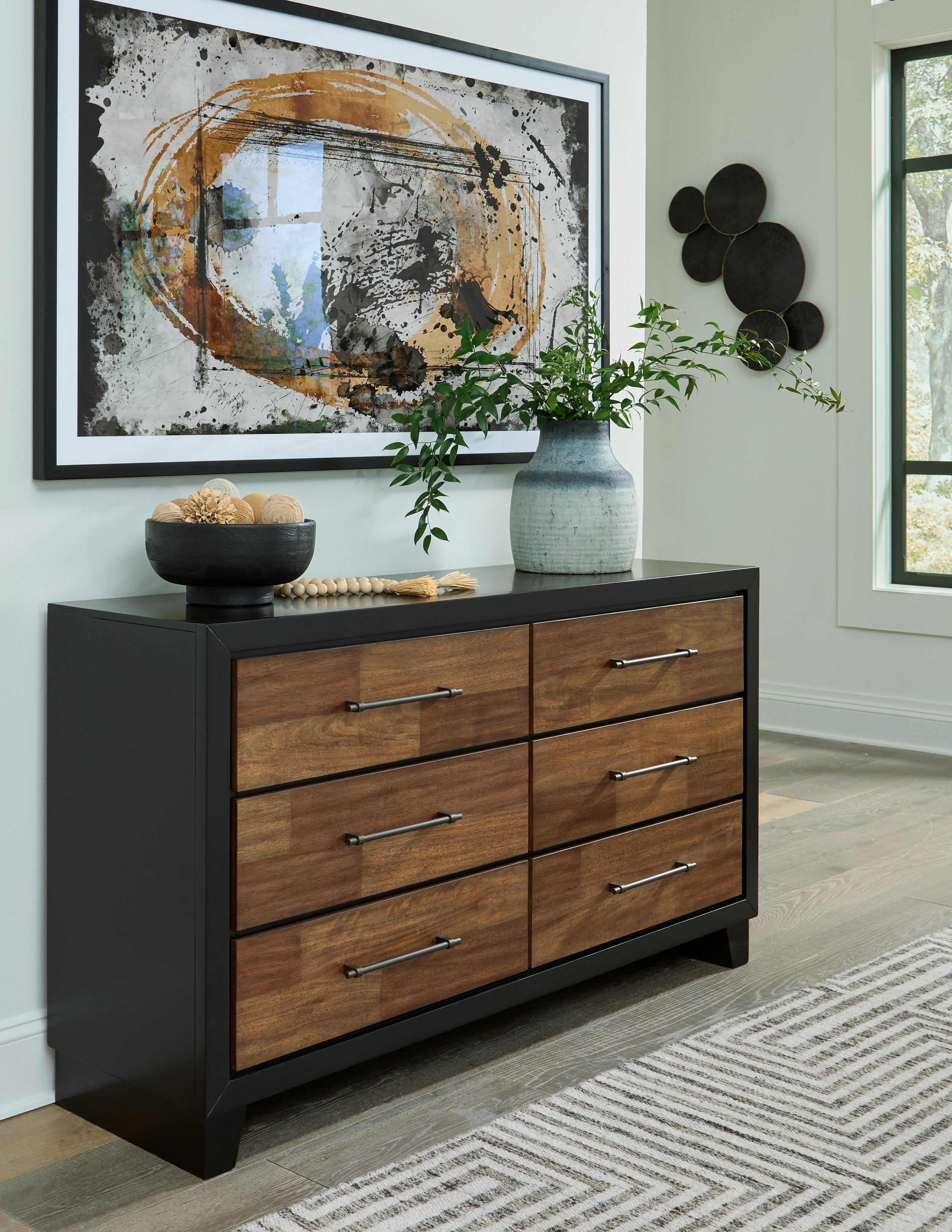 Elite Furniture Outlet - Ashley Furniture - Kraeburn Bedroom - Dresser / Brown/Black - B496-31