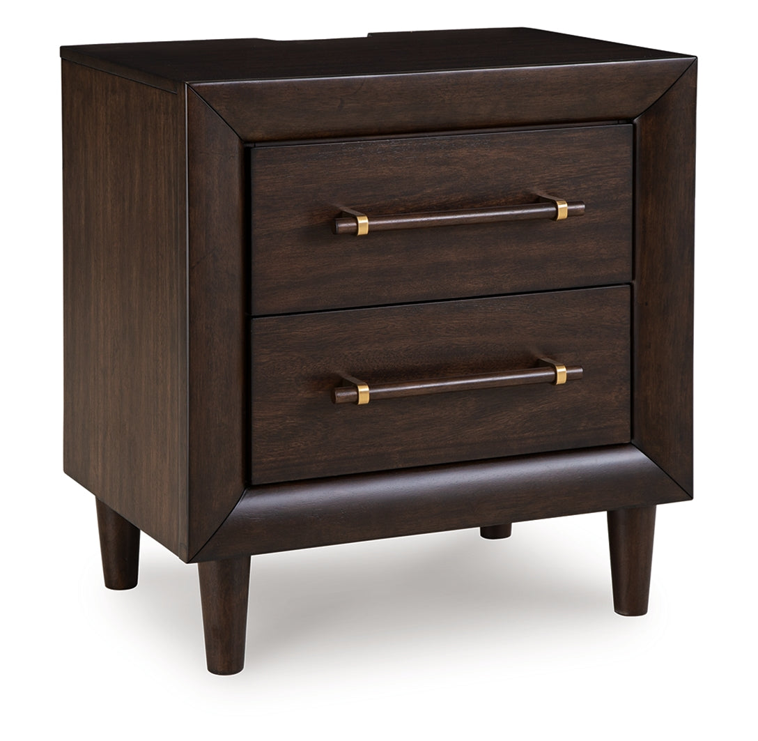 Elite Furniture Outlet - Ashley Furniture - Dantenton Bedroom - Two Drawer Night Stand / Merlot - B611-92