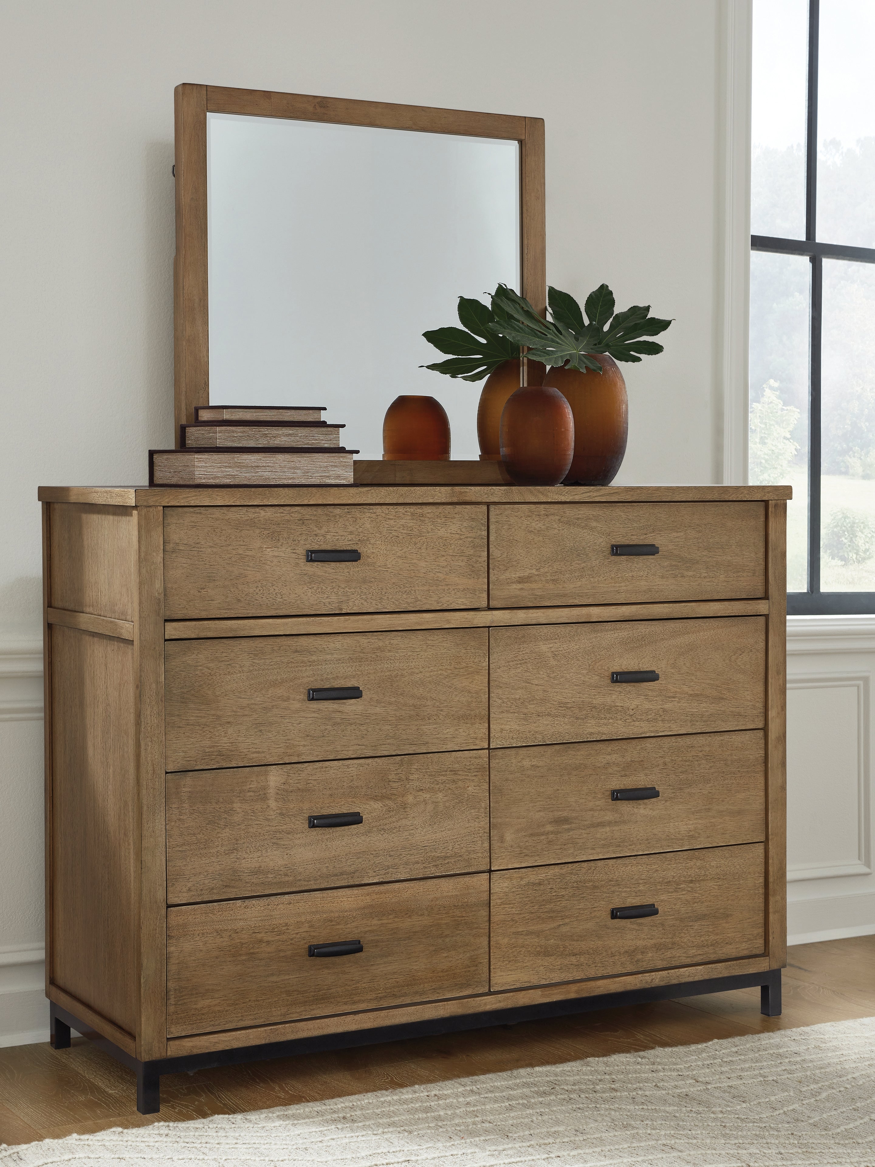 Elite Furniture Outlet - Ashley Furniture - Tomtyn Bedroom - Dresser and Mirror / Light Brown - B622B1