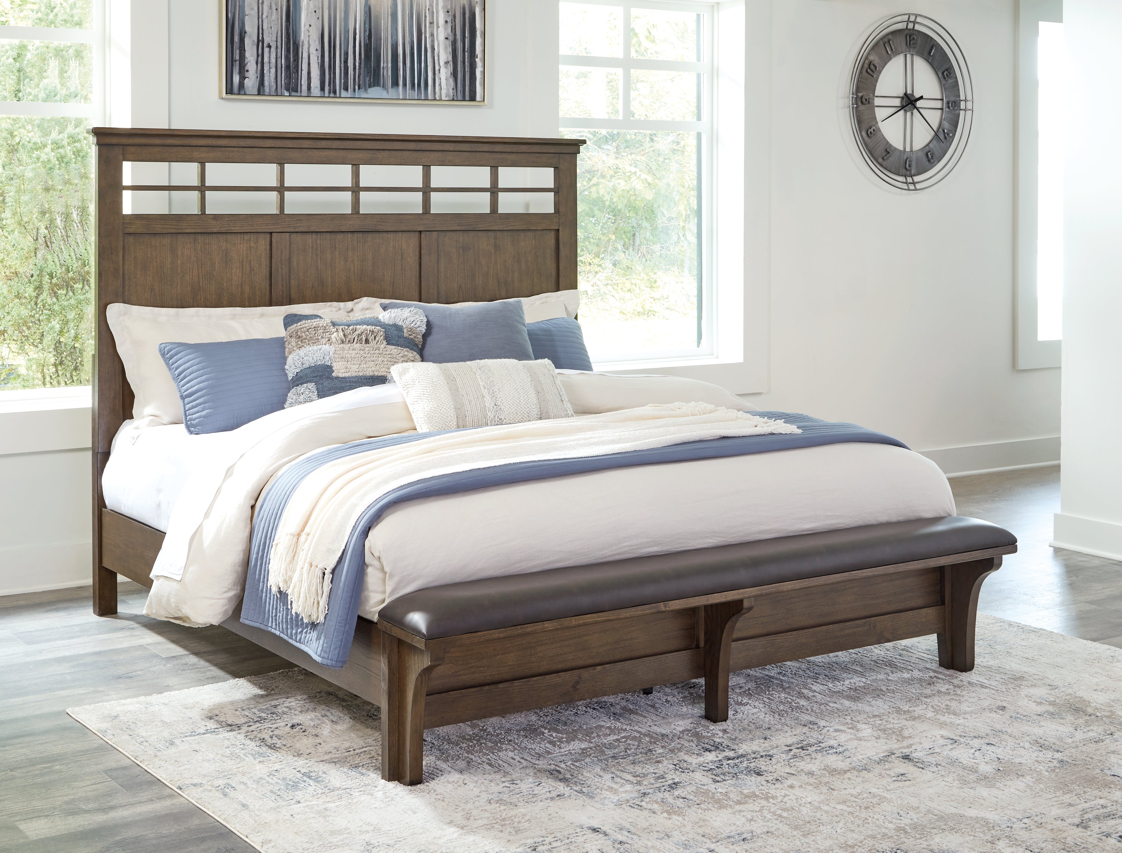 Elite Furniture Outlet - Ashley Furniture - Shawbeck Bedroom - King Panel Bed / Dark Brown - B625B4