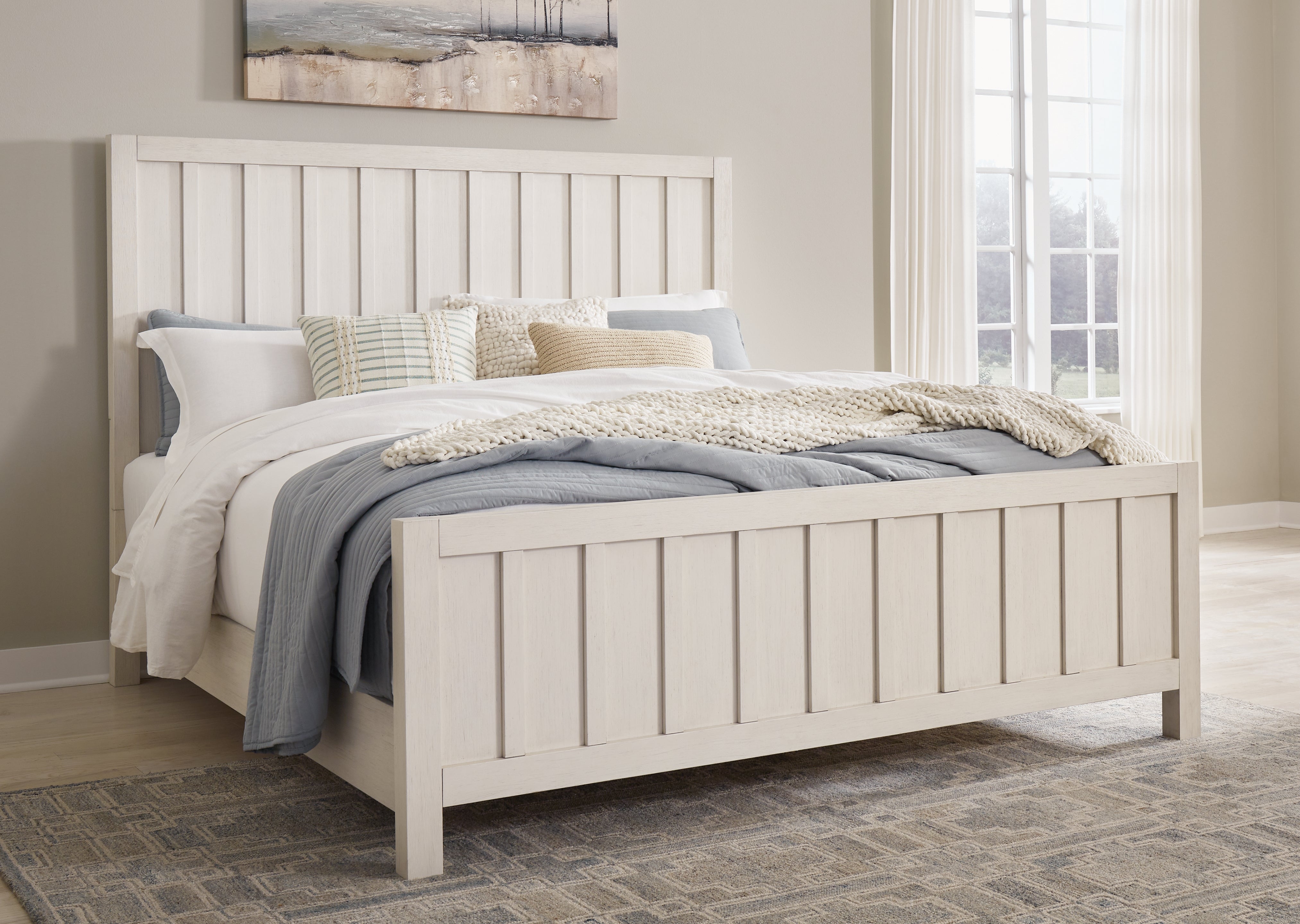 Elite Furniture Outlet - Ashley Furniture - Shaybrock Bedroom - California King Panel Bed / Antique White - B683B7